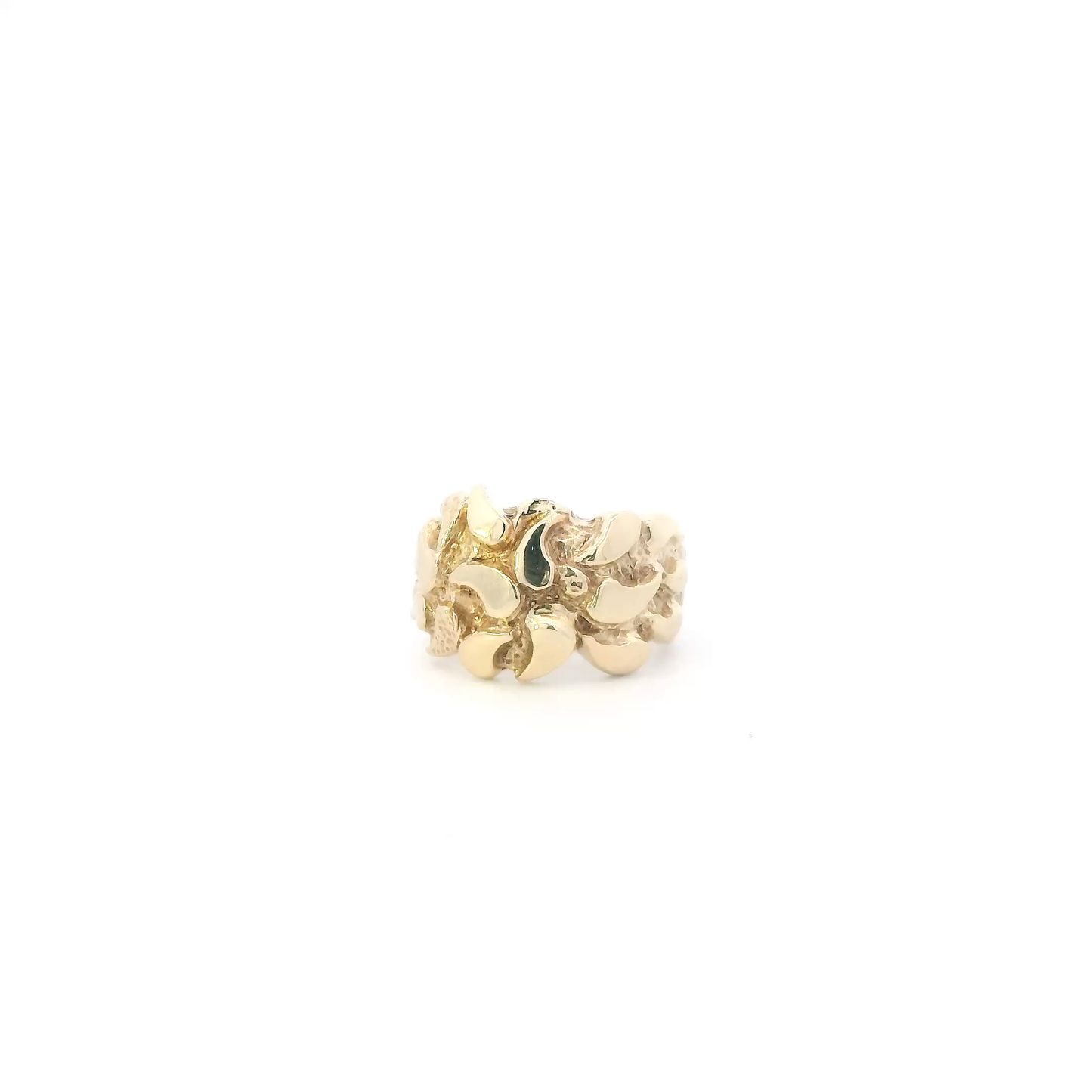 14K Yellow Gold Nugget Mens Ring