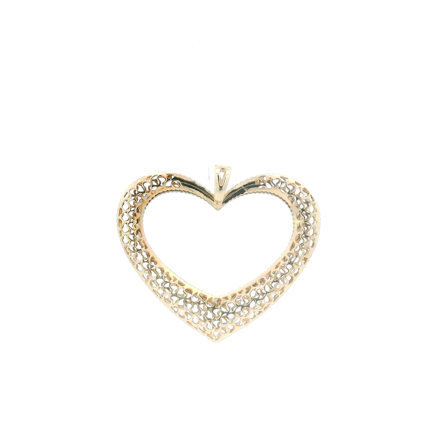 14K Yellow & White Gold Filigree Open Heart Pendant