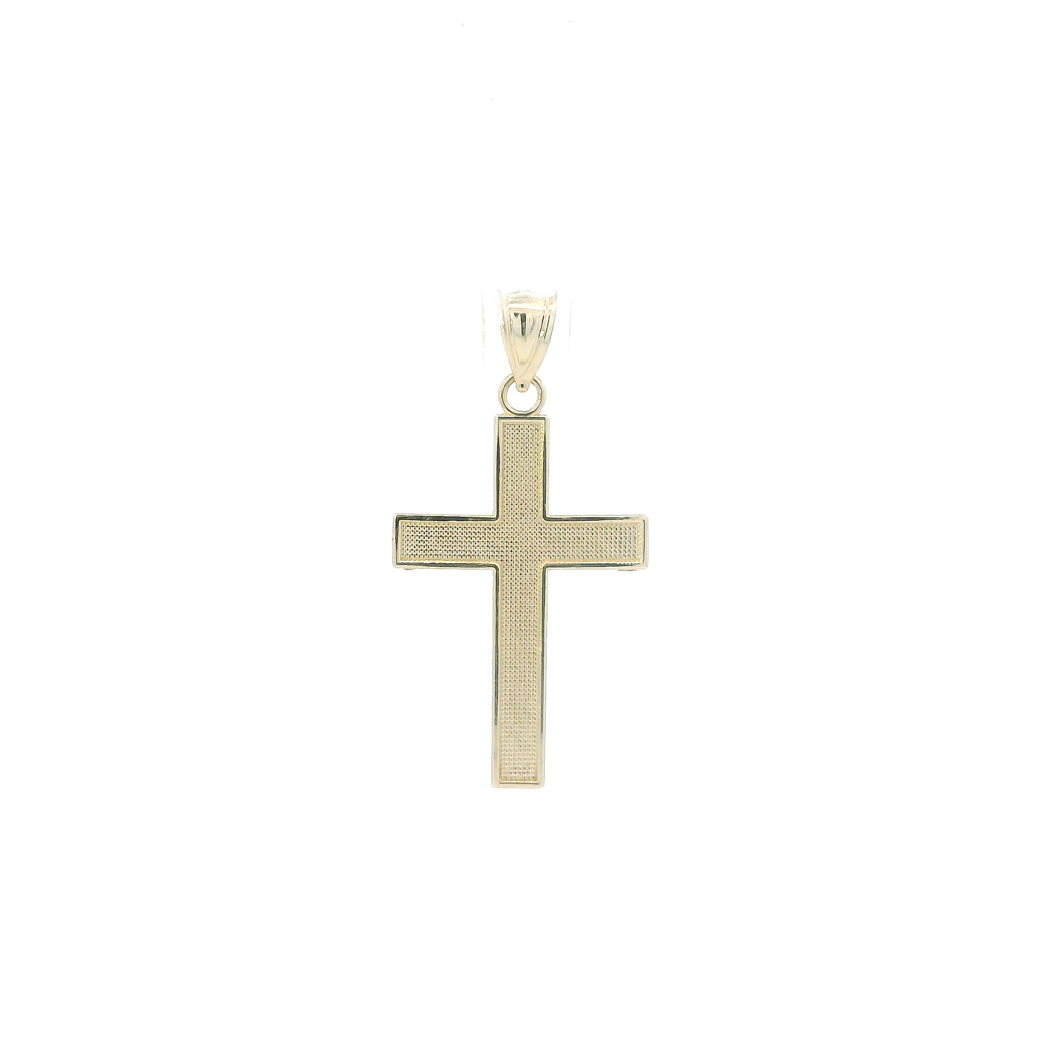 10K Yellow Gold Beaded Texture Cross Pendant