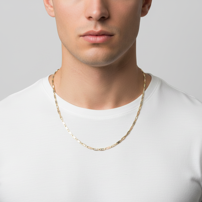 14K Tri Color Gold 23.5" Mariner Chain