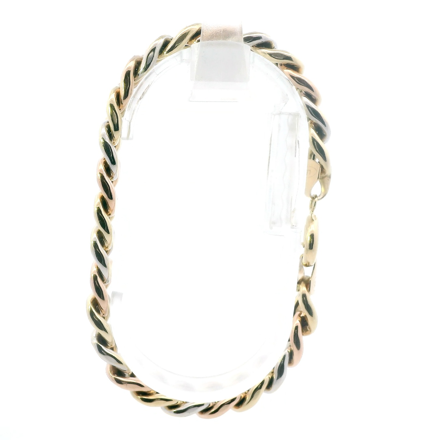 14K Tri Color Gold 8.25" Cuban Link Bracelet