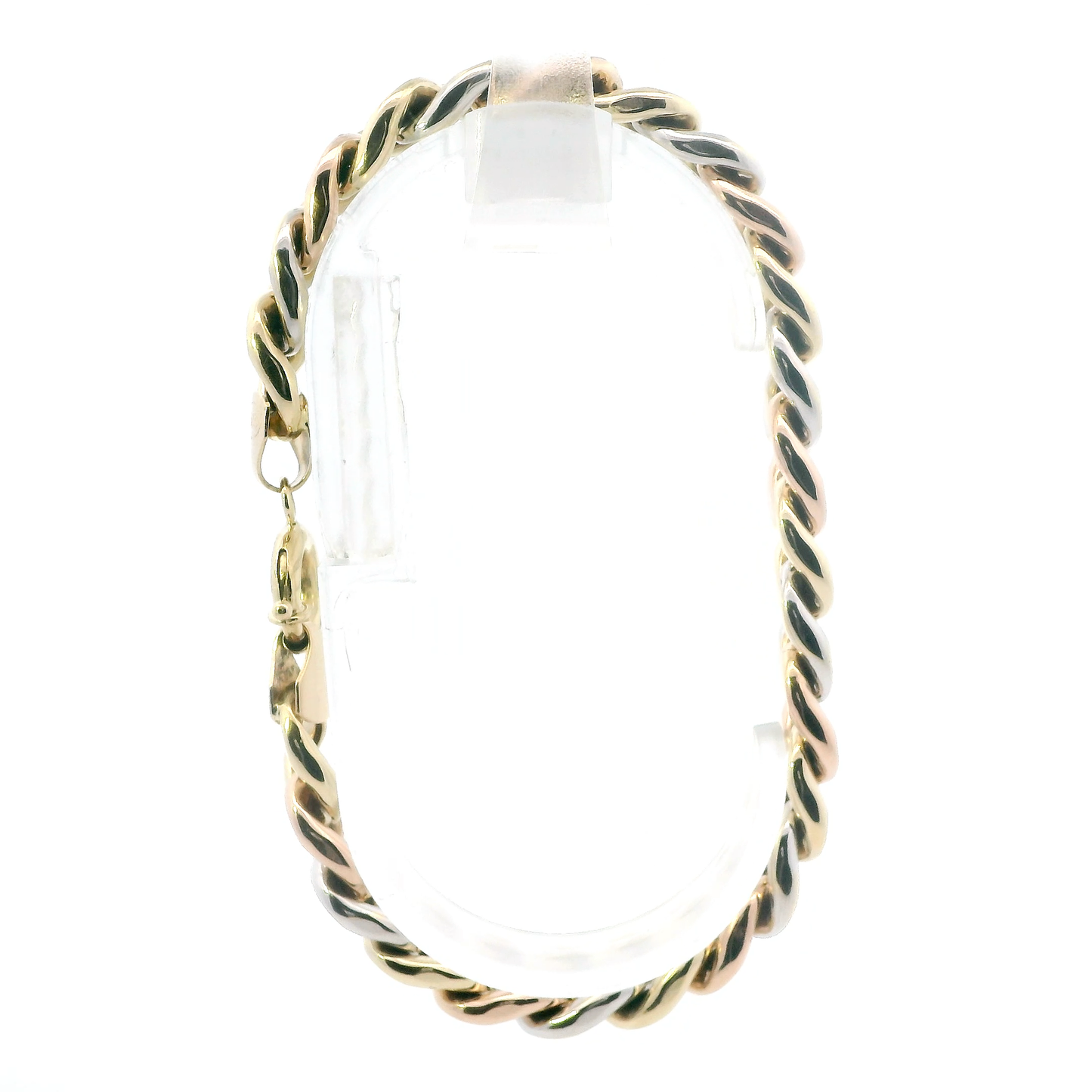 14K Tri Color Gold 8.25" Cuban Link Bracelet