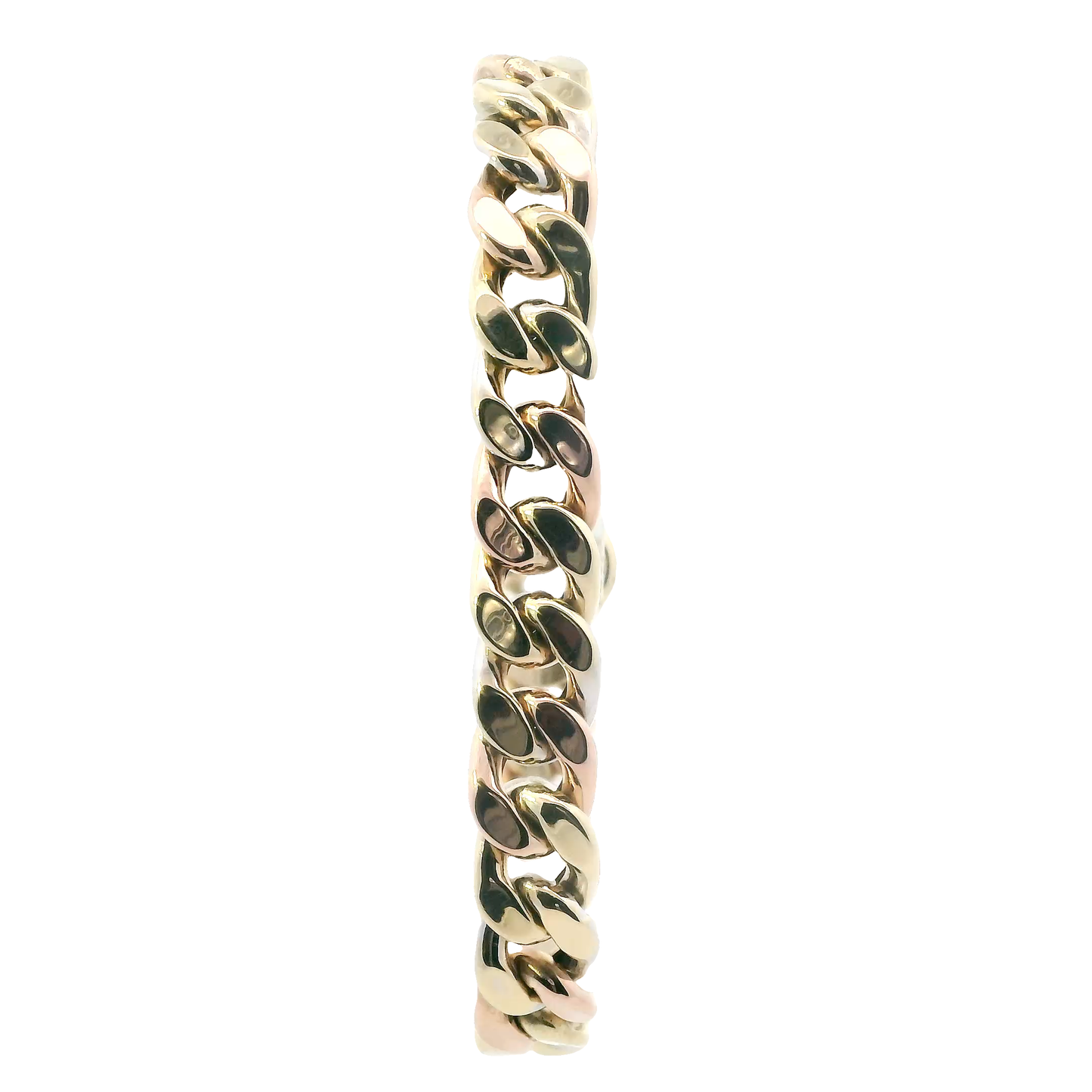 14K Tri Color Gold 8.25" Cuban Link Bracelet