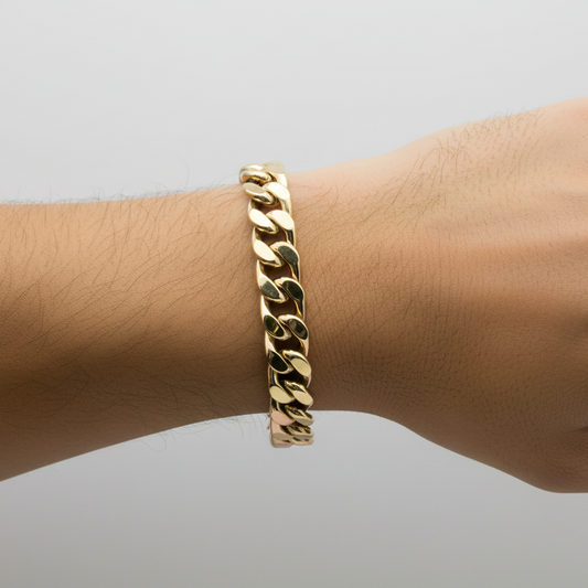 14K Tri Color Gold 8.25" Cuban Link Bracelet