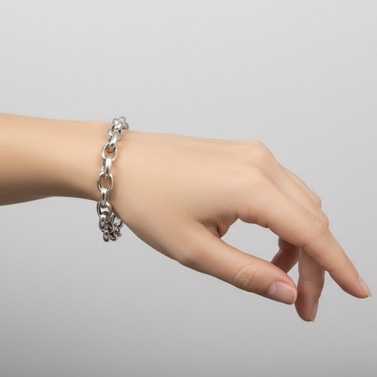 18K White Gold 7.5" Rolo Link Bracelet