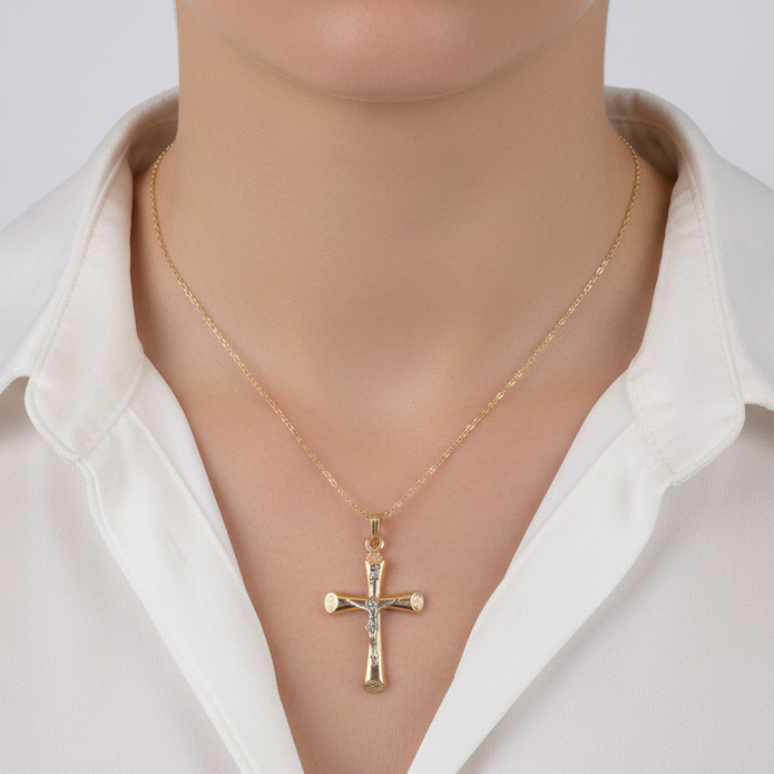 14K Yellow Gold Crucifix Pendant