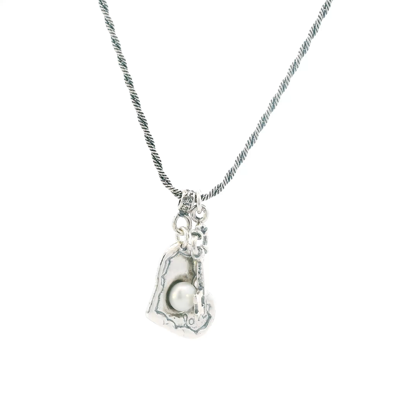 Sterling Silver Shablool 17" Rope Chain & Heart & Key Charms