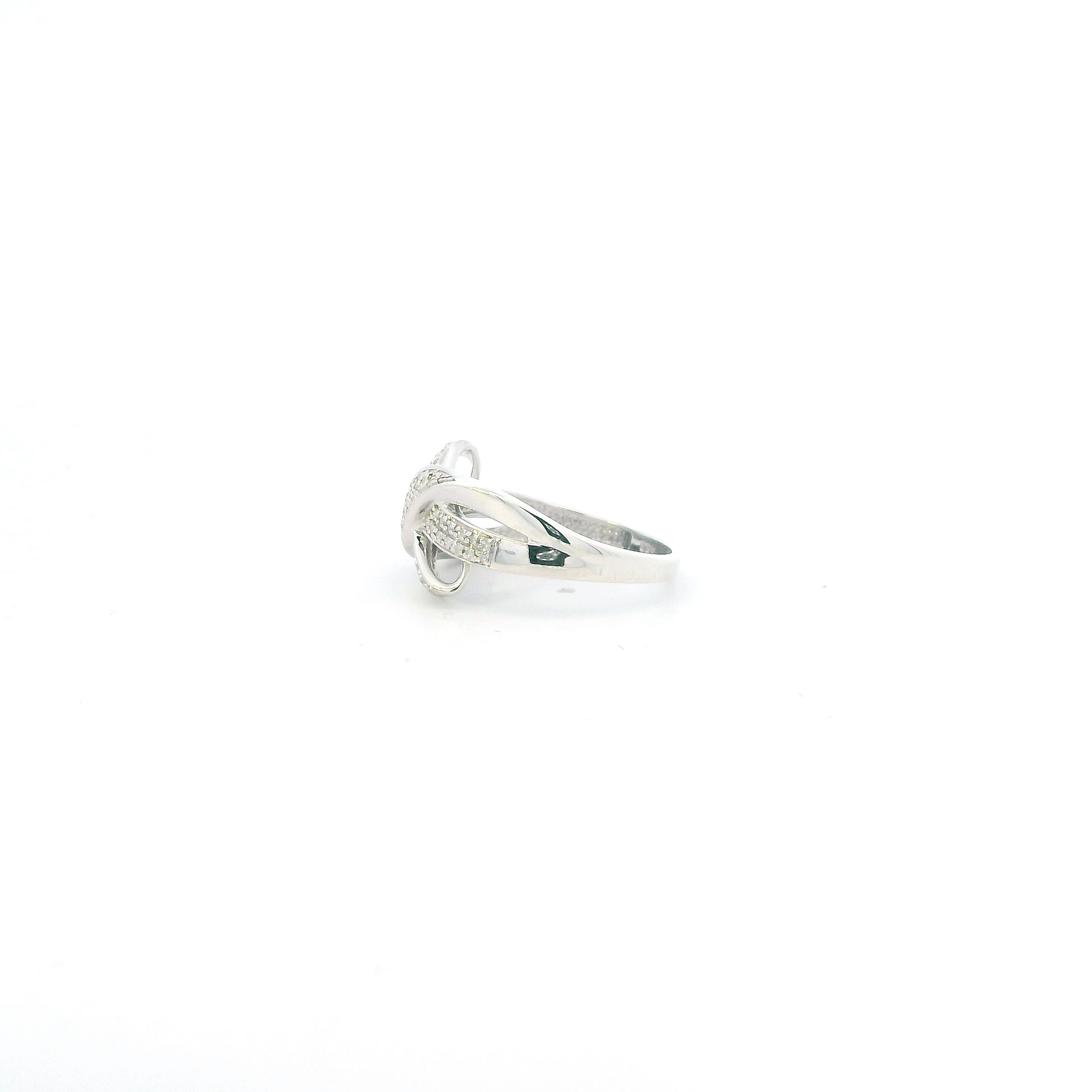 Sterling Silver Diamonds Cross Over X Womens Ring - 0.47ct