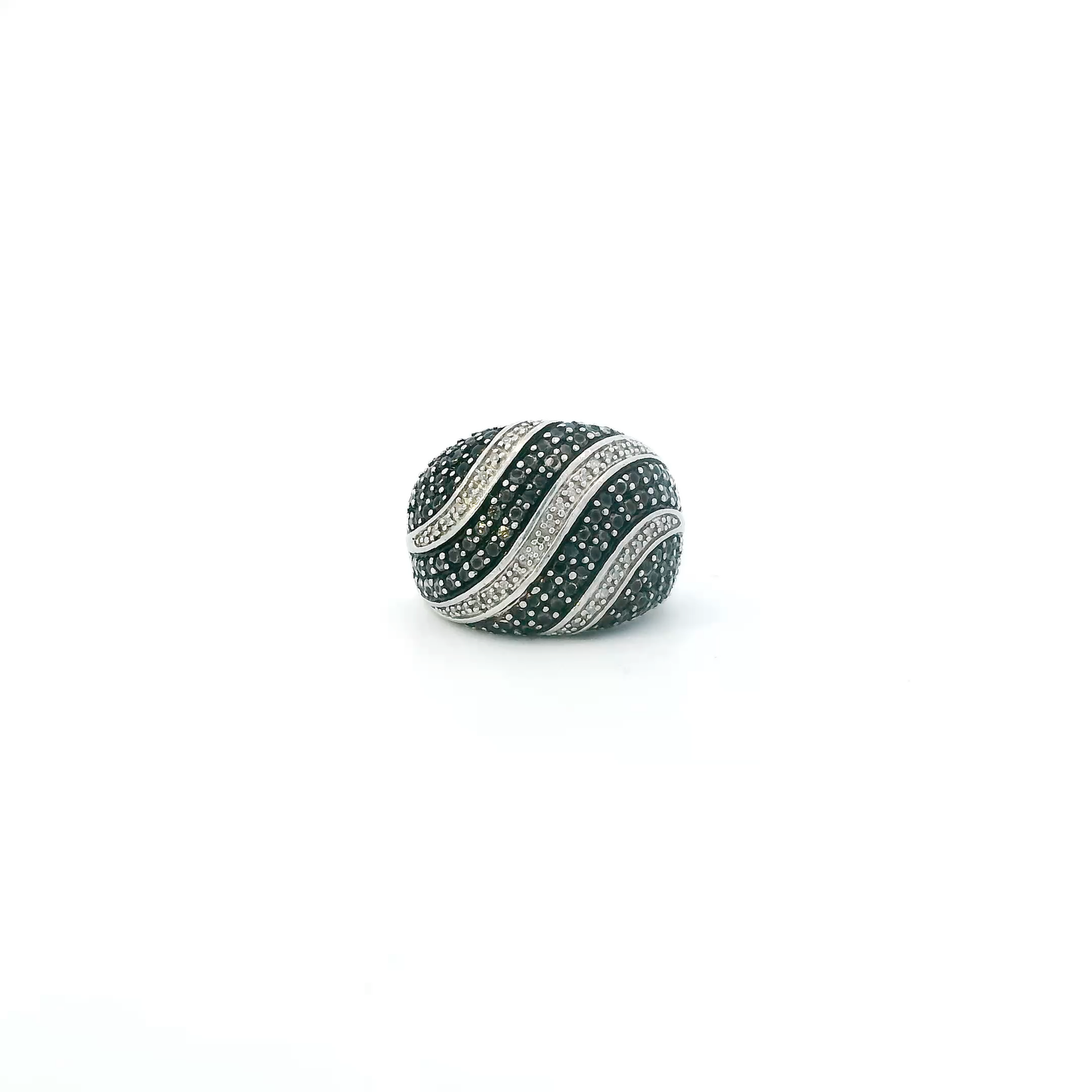 Sterling Silver Diamond Spiral Dome Womens Ring