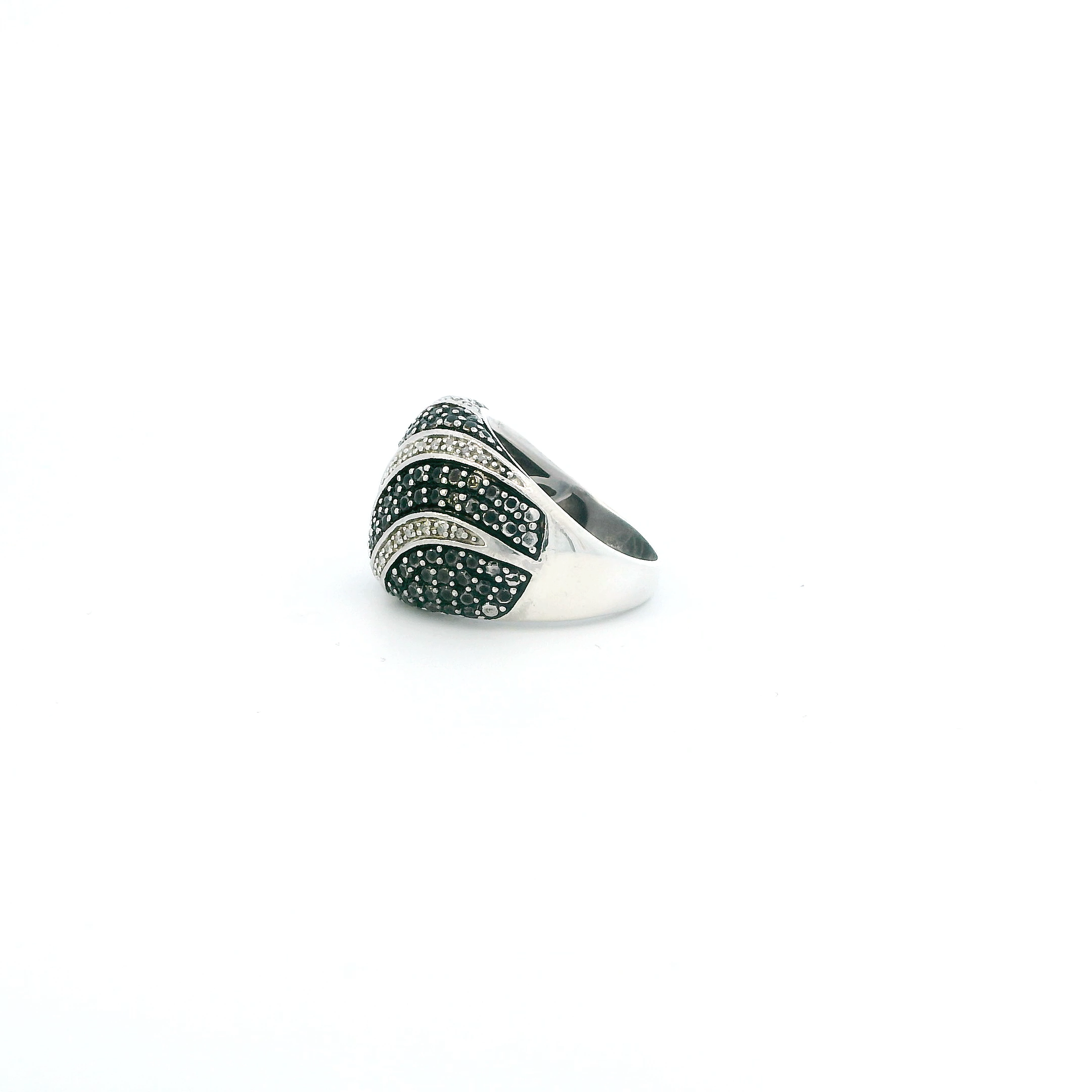 Sterling Silver Diamond Spiral Dome Womens Ring
