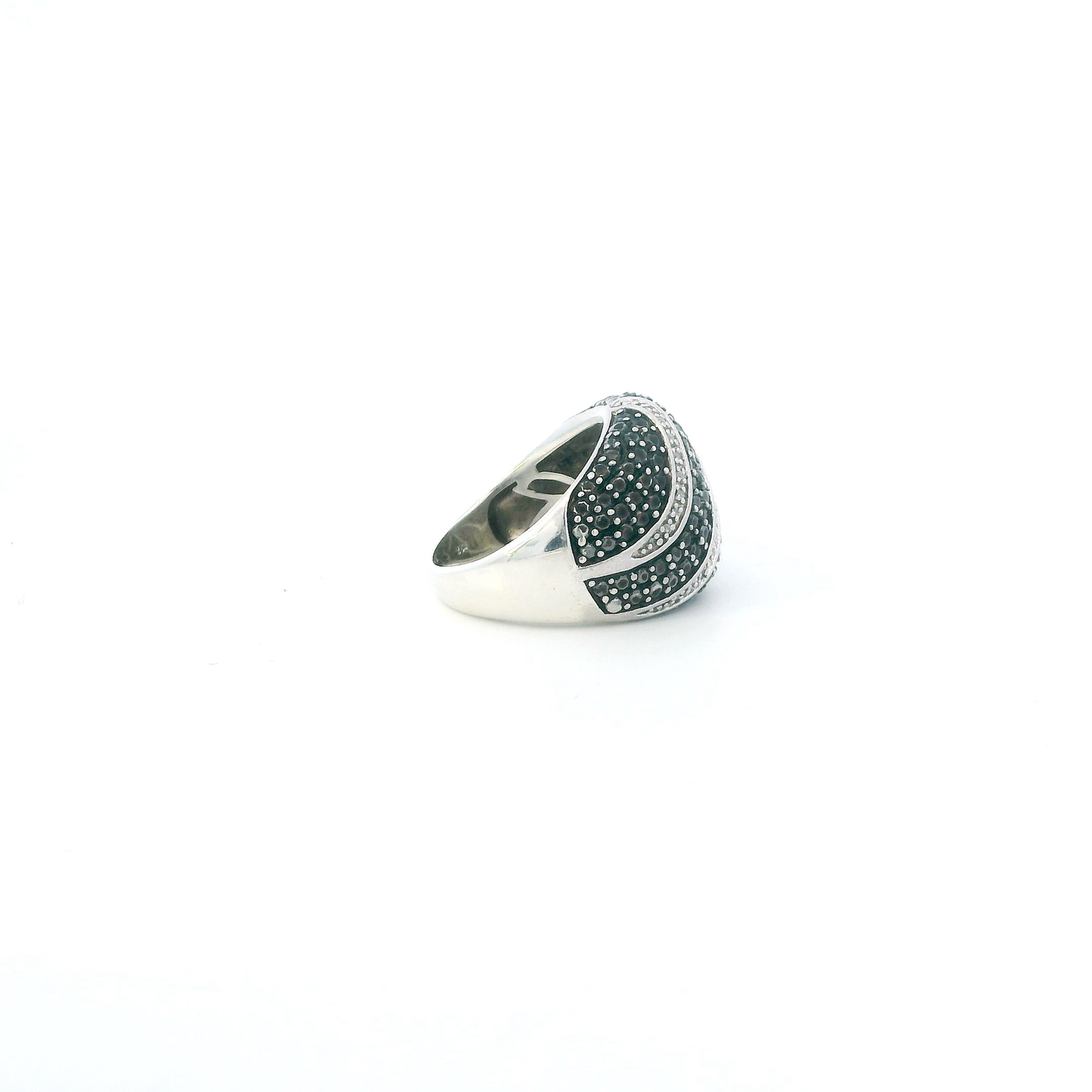 Sterling Silver Diamond Spiral Dome Womens Ring