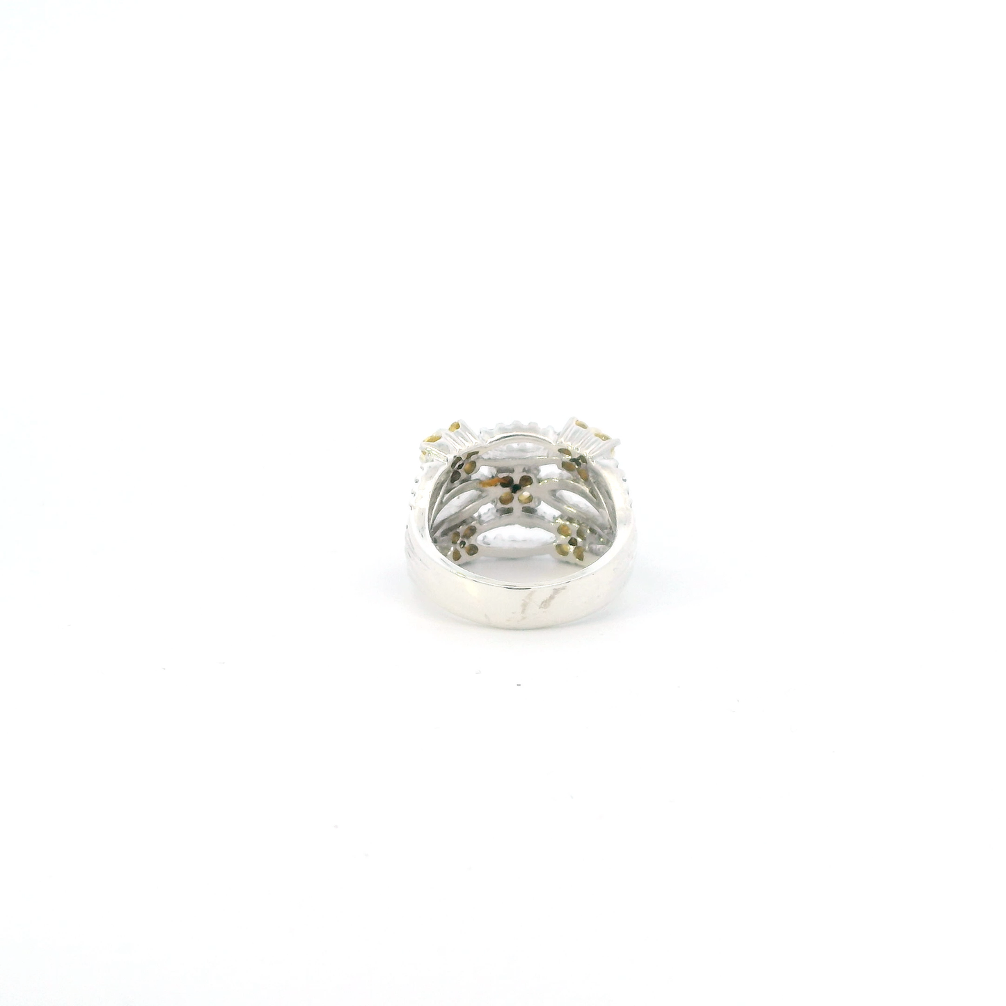 Sterling Silver Topaz & Diamond Cluster Womens Band Ring