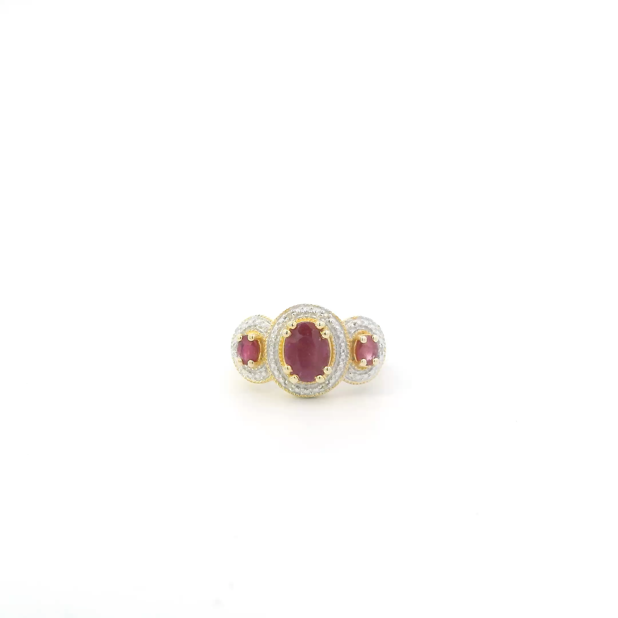 Sterling Silver Ruby Gold Plated Womens Ring