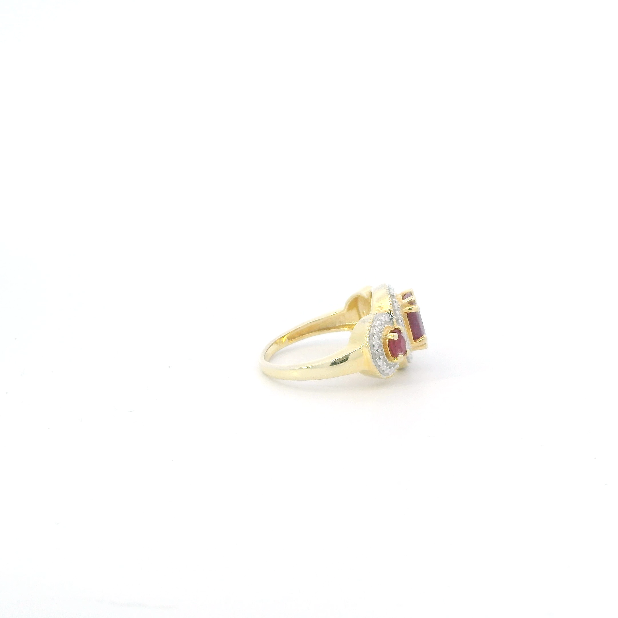 Sterling Silver Ruby Gold Plated Womens Ring