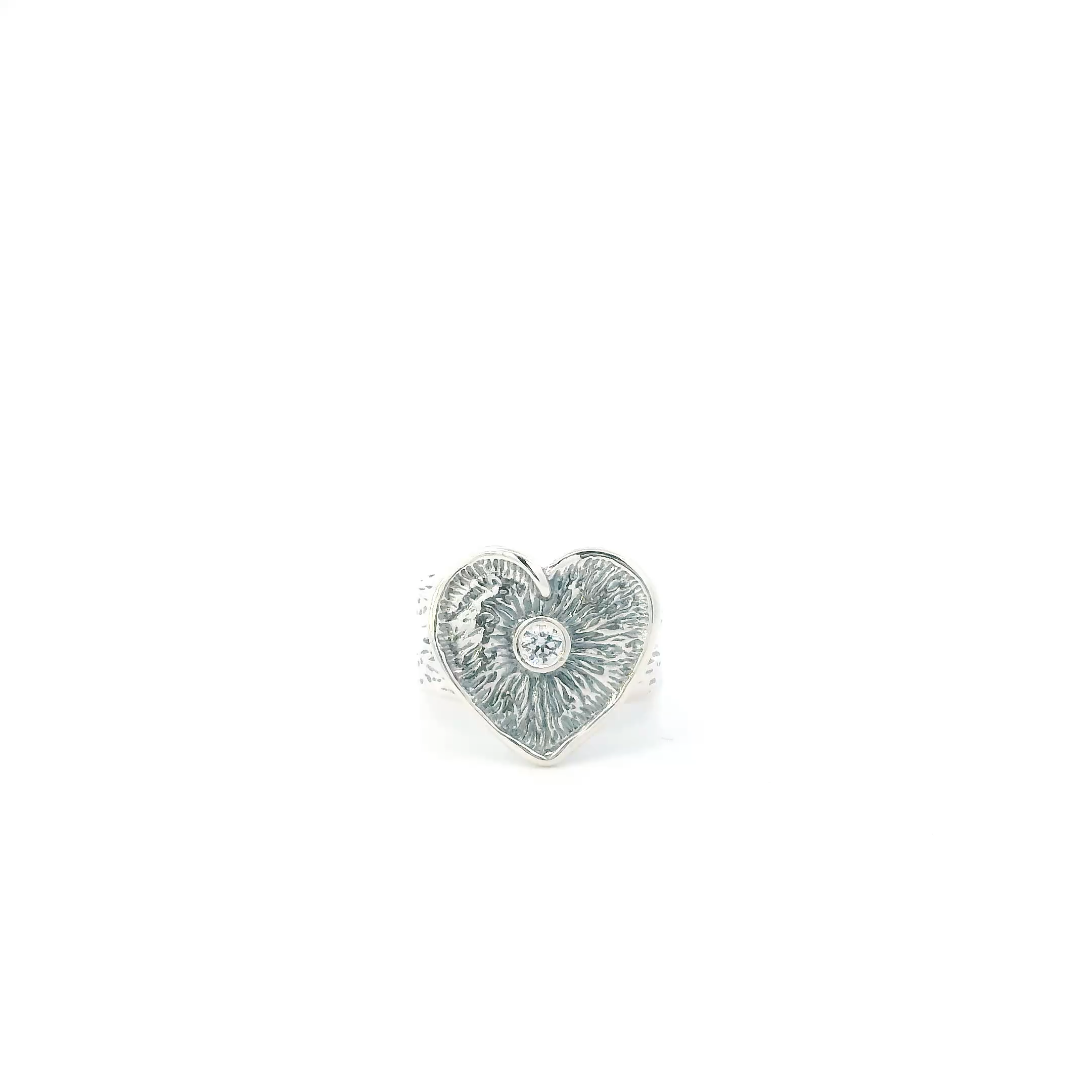 Sterling Silver Flaming Heart Womens Ring