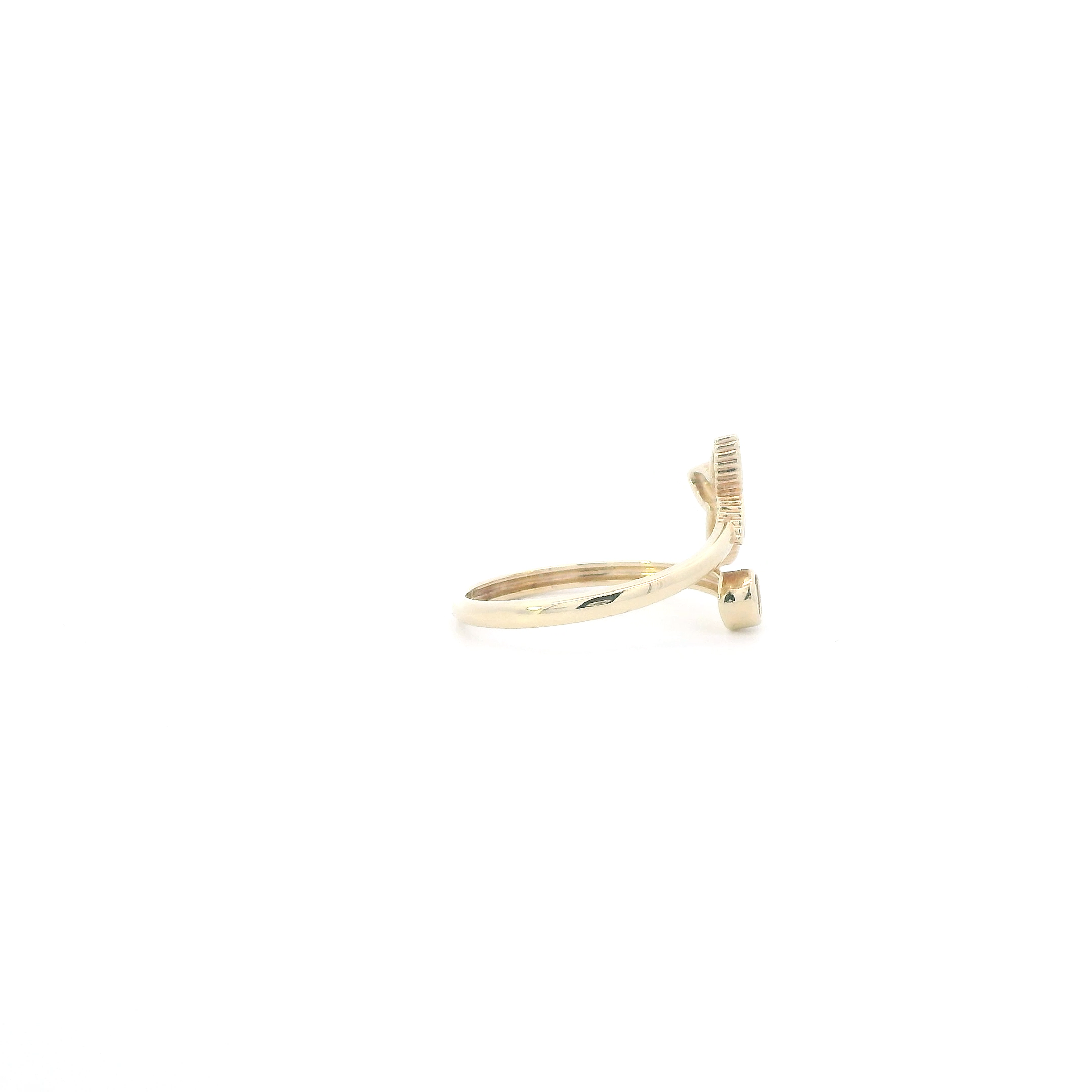 14K Yellow Gold Enamel Flower Womens Ring