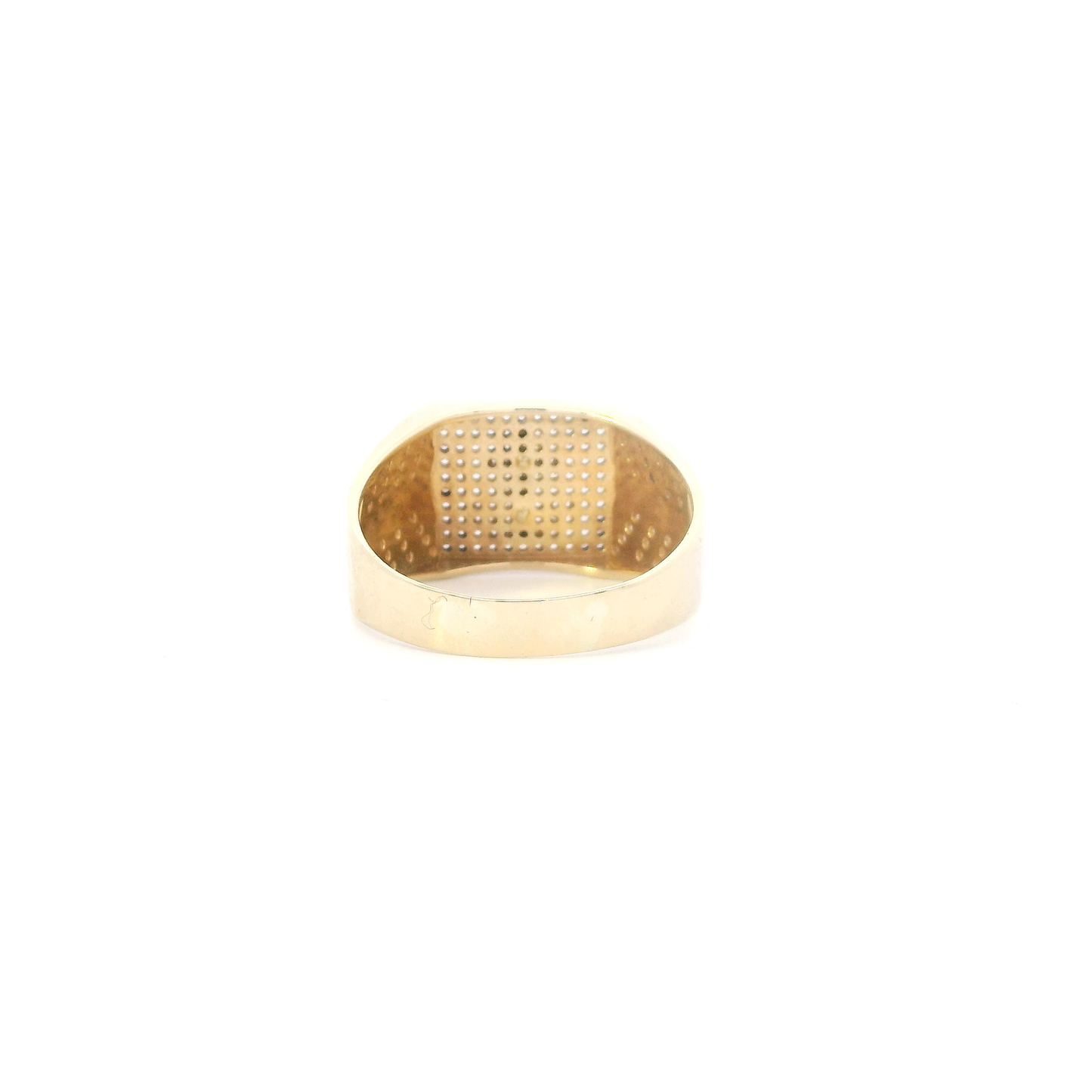 14K Yellow Gold CZ Pave Square Anchor Mens Ring
