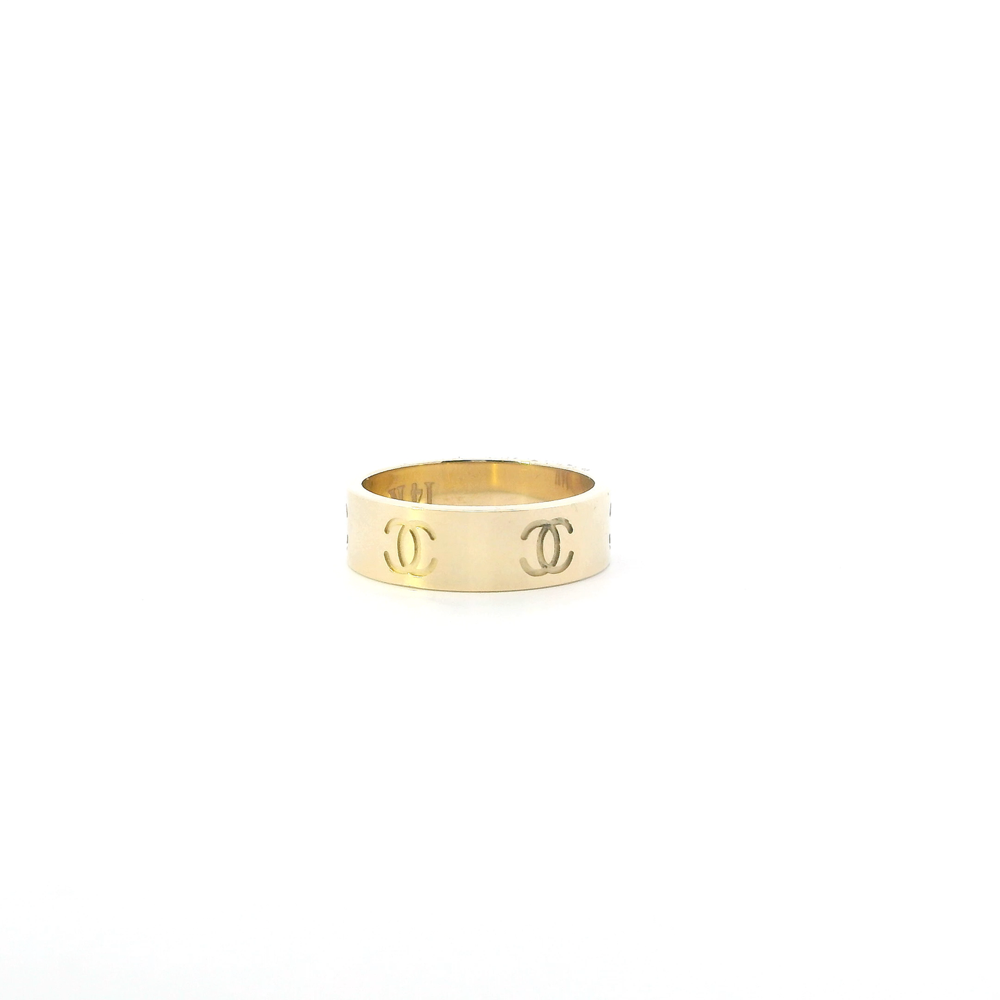 14K Yellow Gold "CC" Band Womens Ring