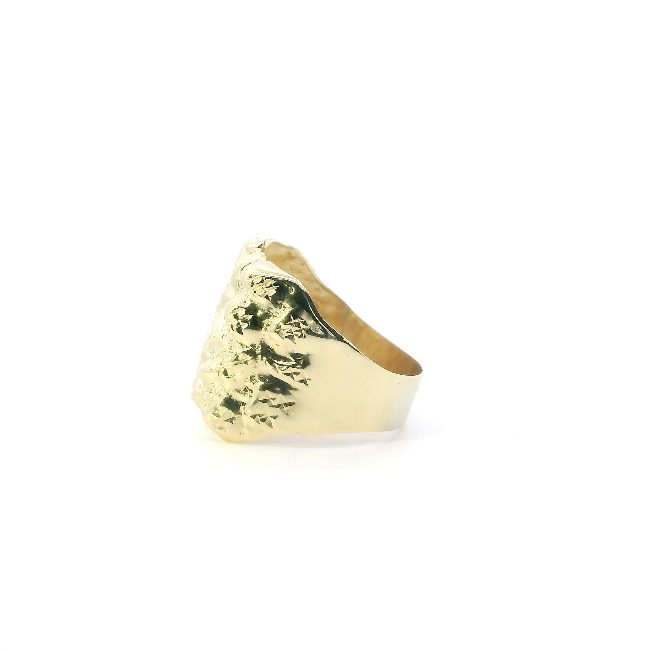 10K Yellow Gold Nugget Mens Ring