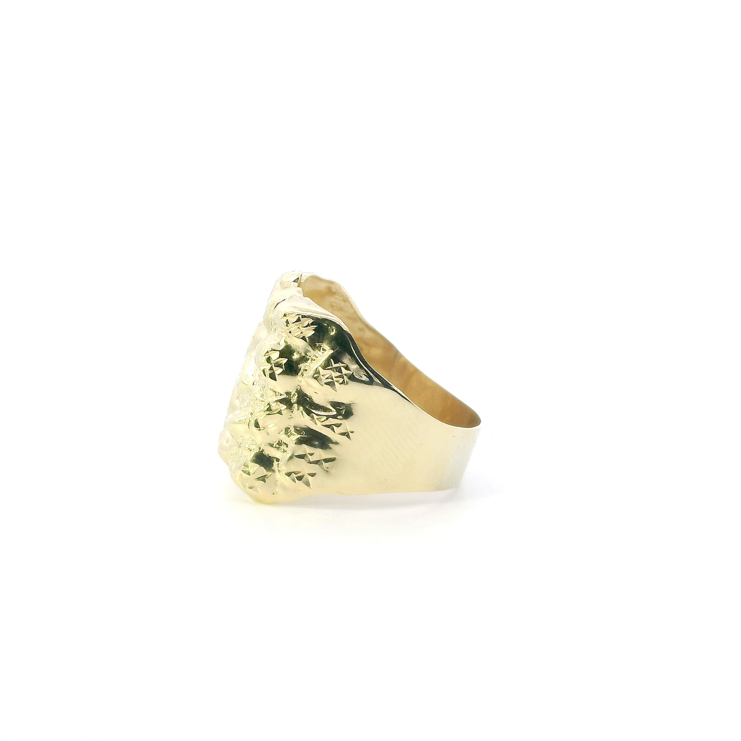 10K Yellow Gold Nugget Mens Ring