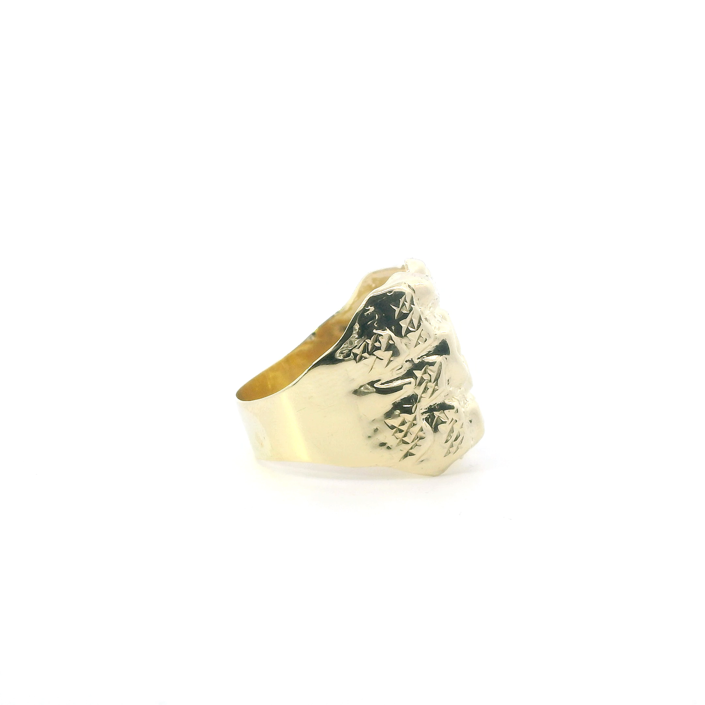 10K Yellow Gold Nugget Mens Ring