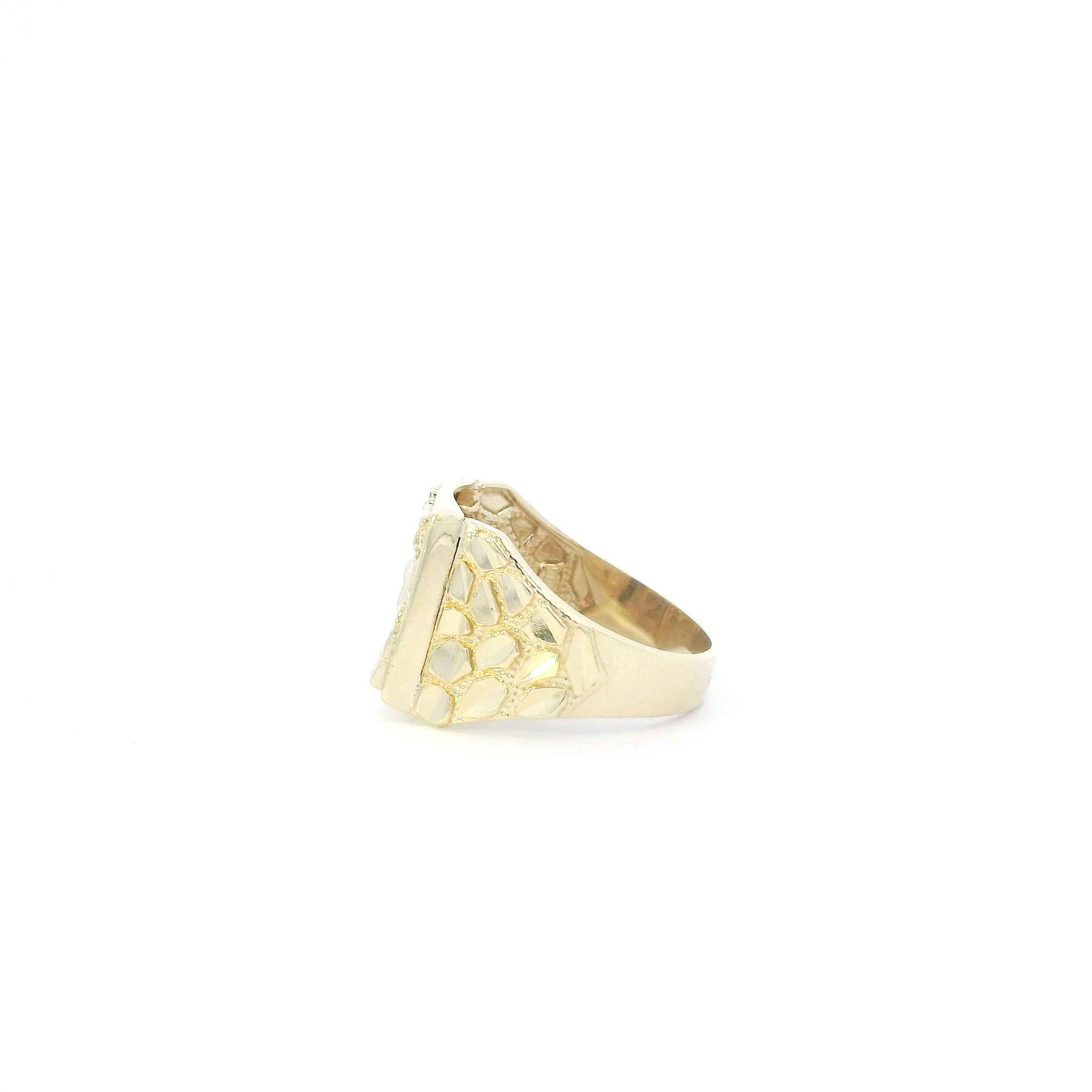 10K Yellow Gold Nugget Mens Ring
