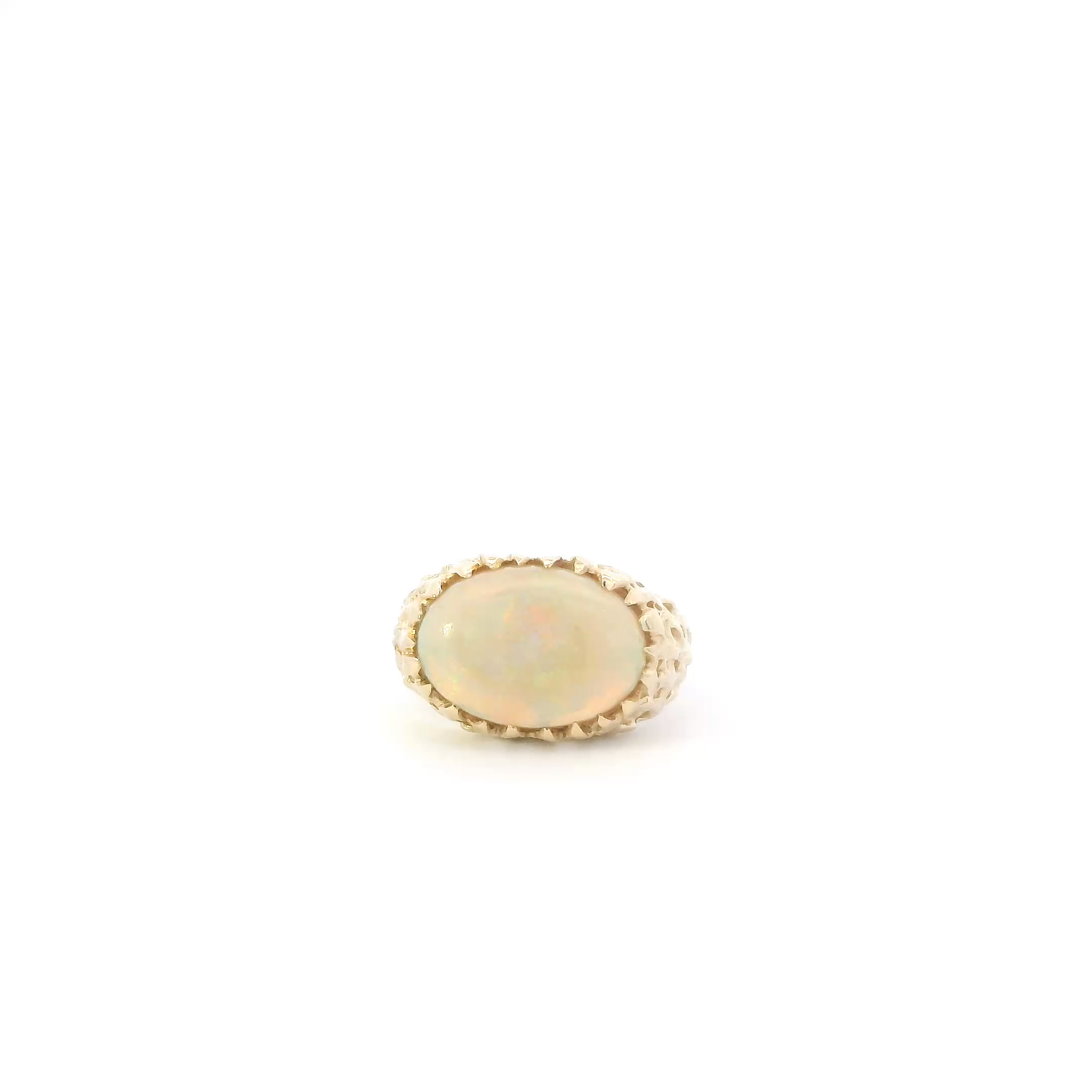 14K Yellow Gold Oval Opal Nugget Ring