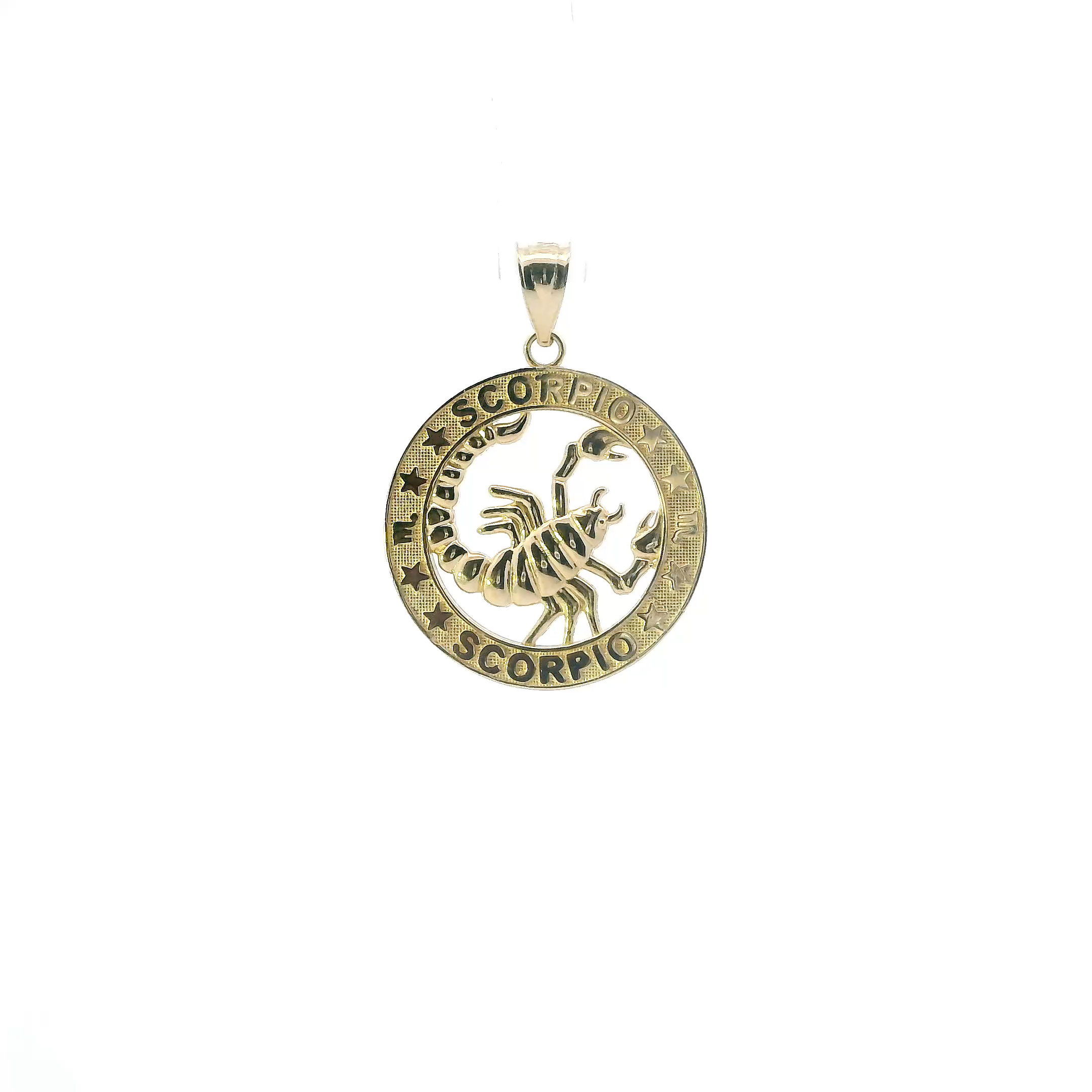14K Yellow Gold Round Scorpio Pendant