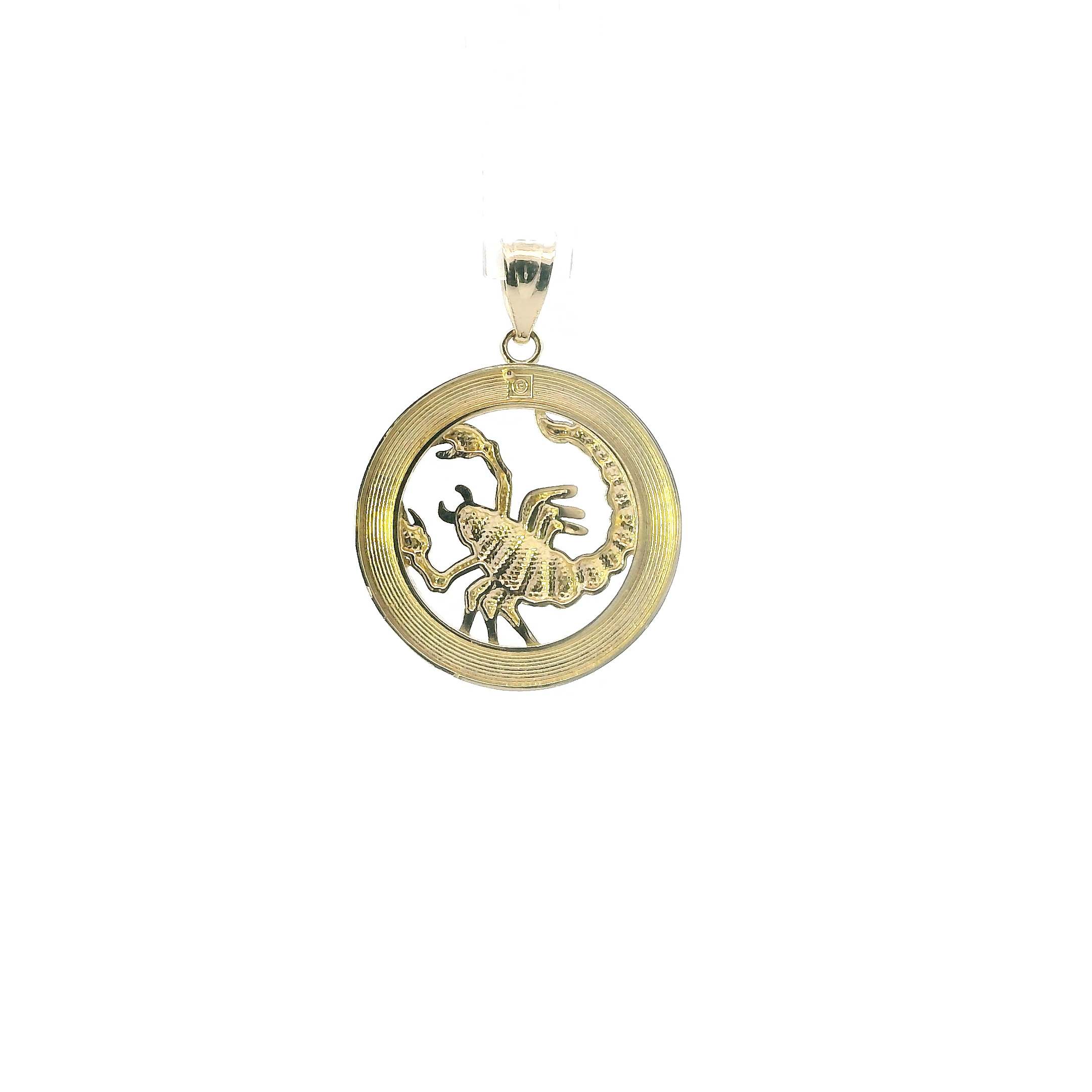 14K Yellow Gold Round Scorpio Pendant