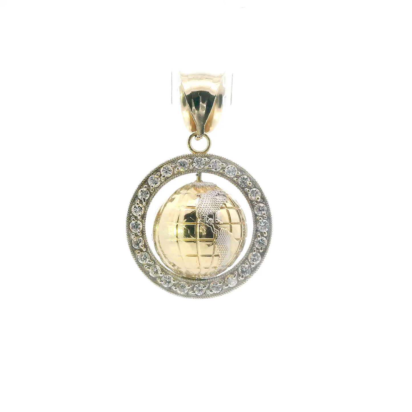 10K Yellow Gold Spinning Globe Pendant