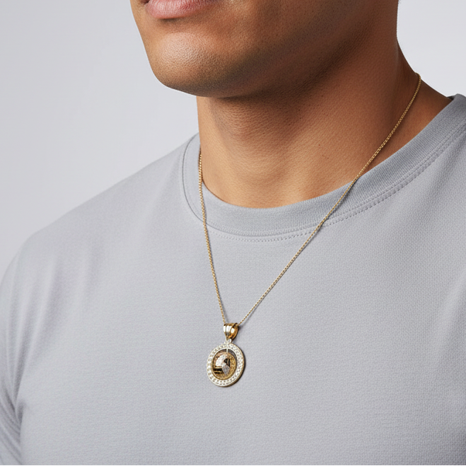 10K Yellow Gold Spinning Globe Pendant