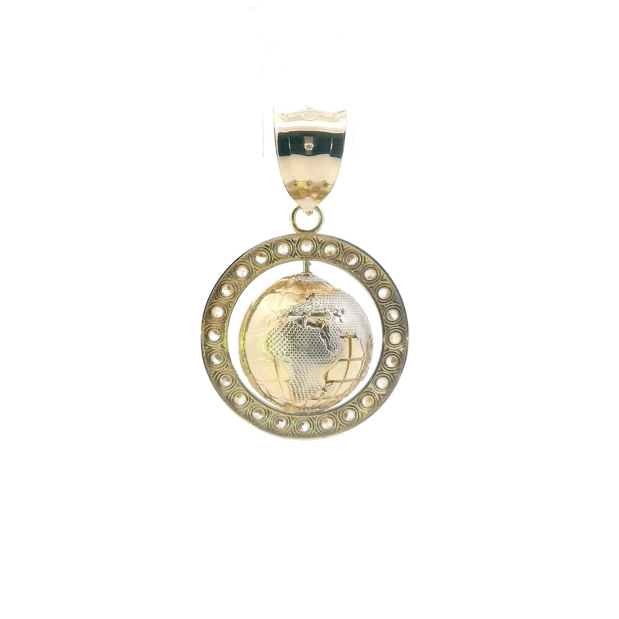 10K Yellow Gold Spinning Globe Pendant