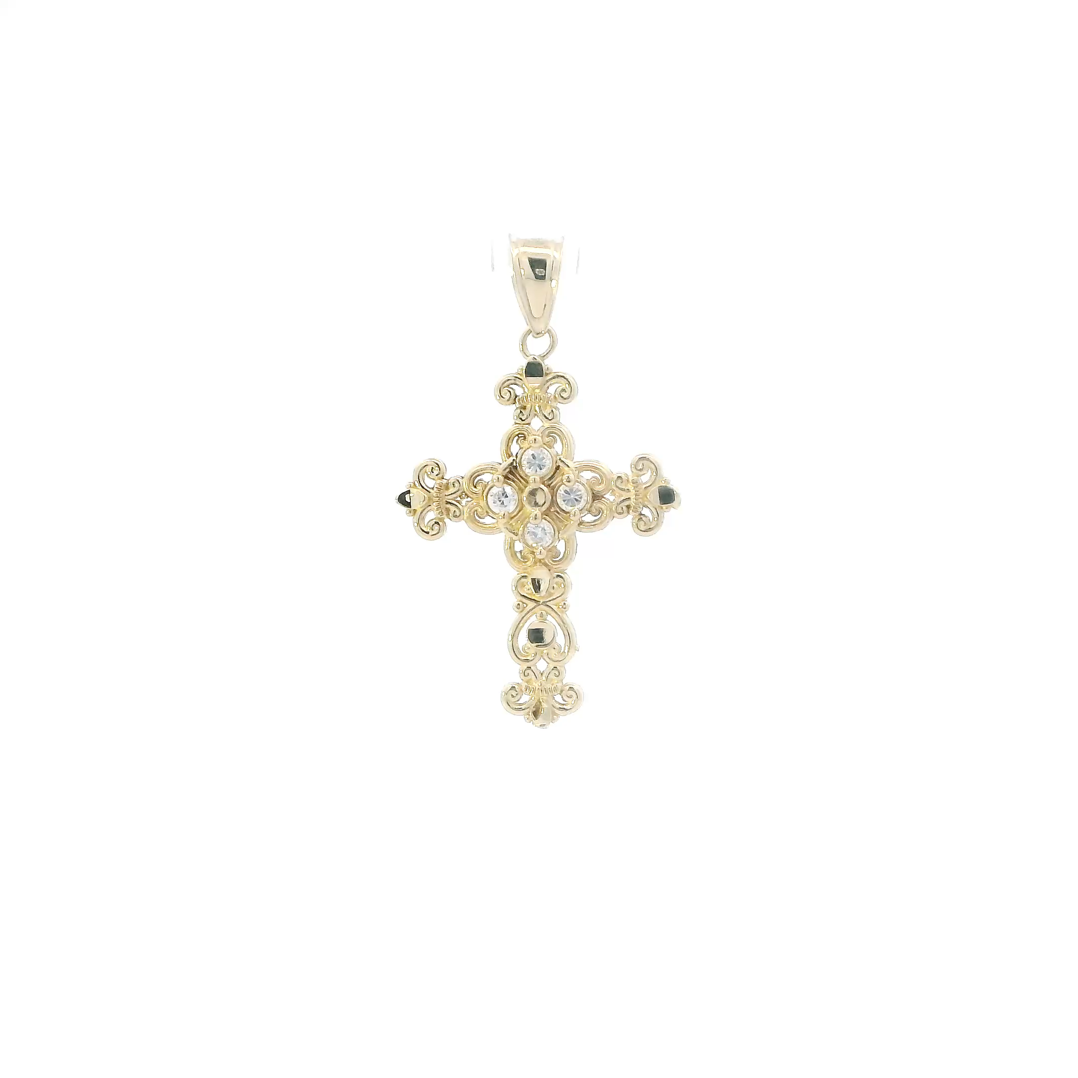14K Yellow Gold Filigree Cross Pendant