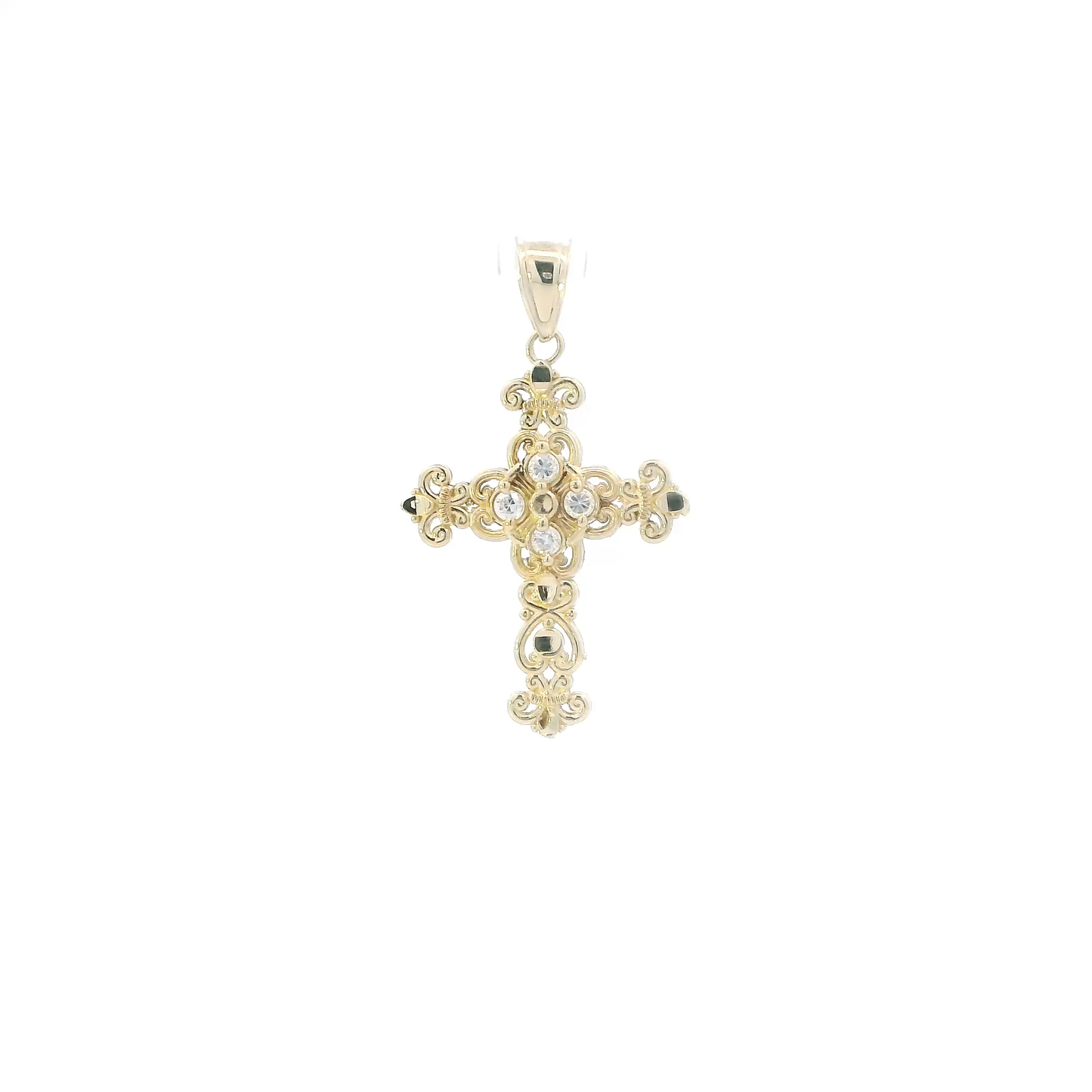 14K Yellow Gold Filigree Cross Pendant
