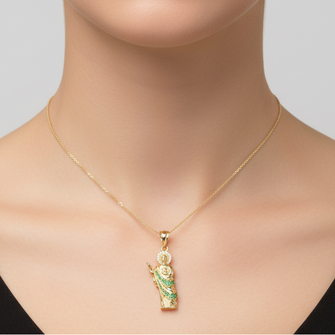 14K Yellow Gold Religious Saint Jude Pendant