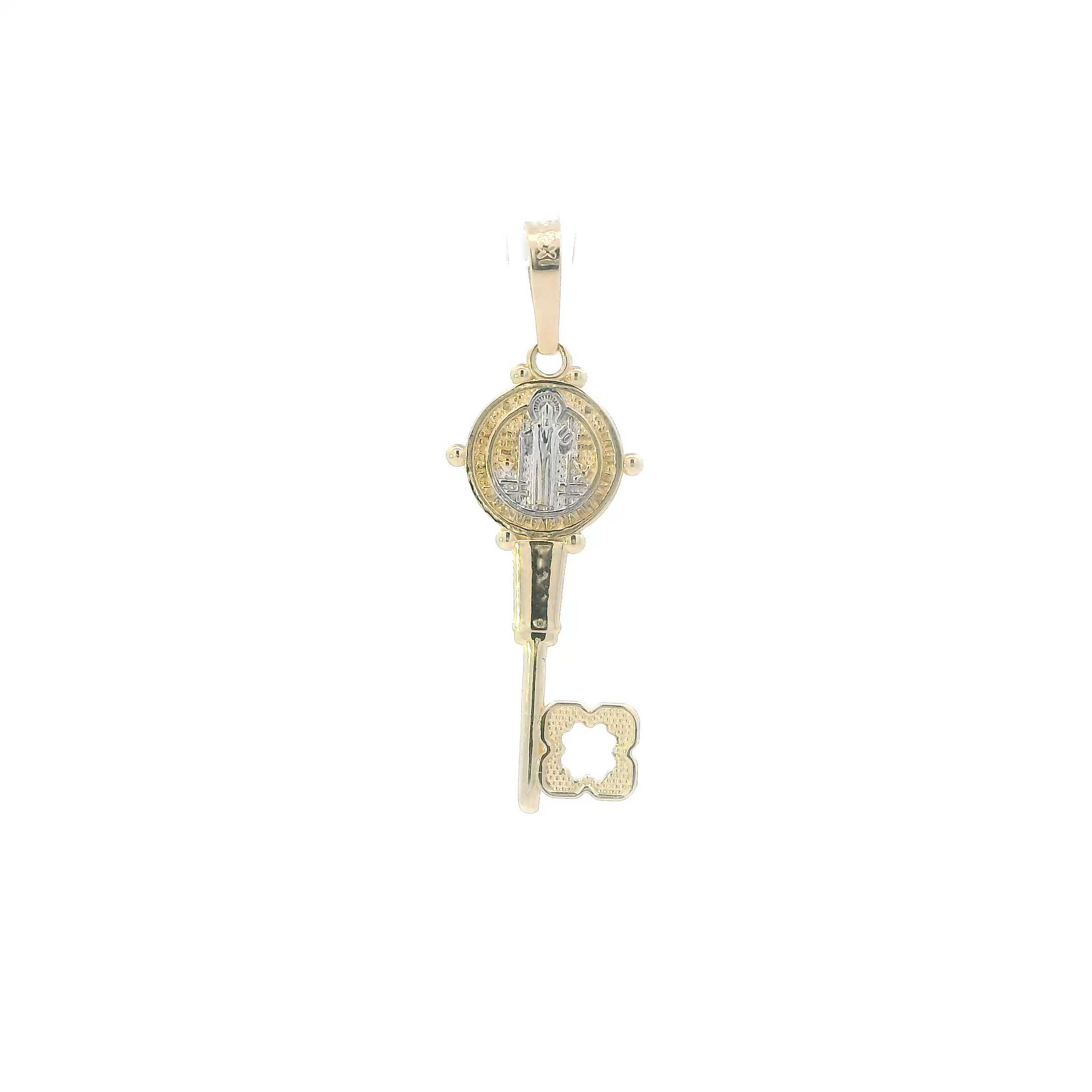 14K Yellow & White Gold Religious Key Pendant