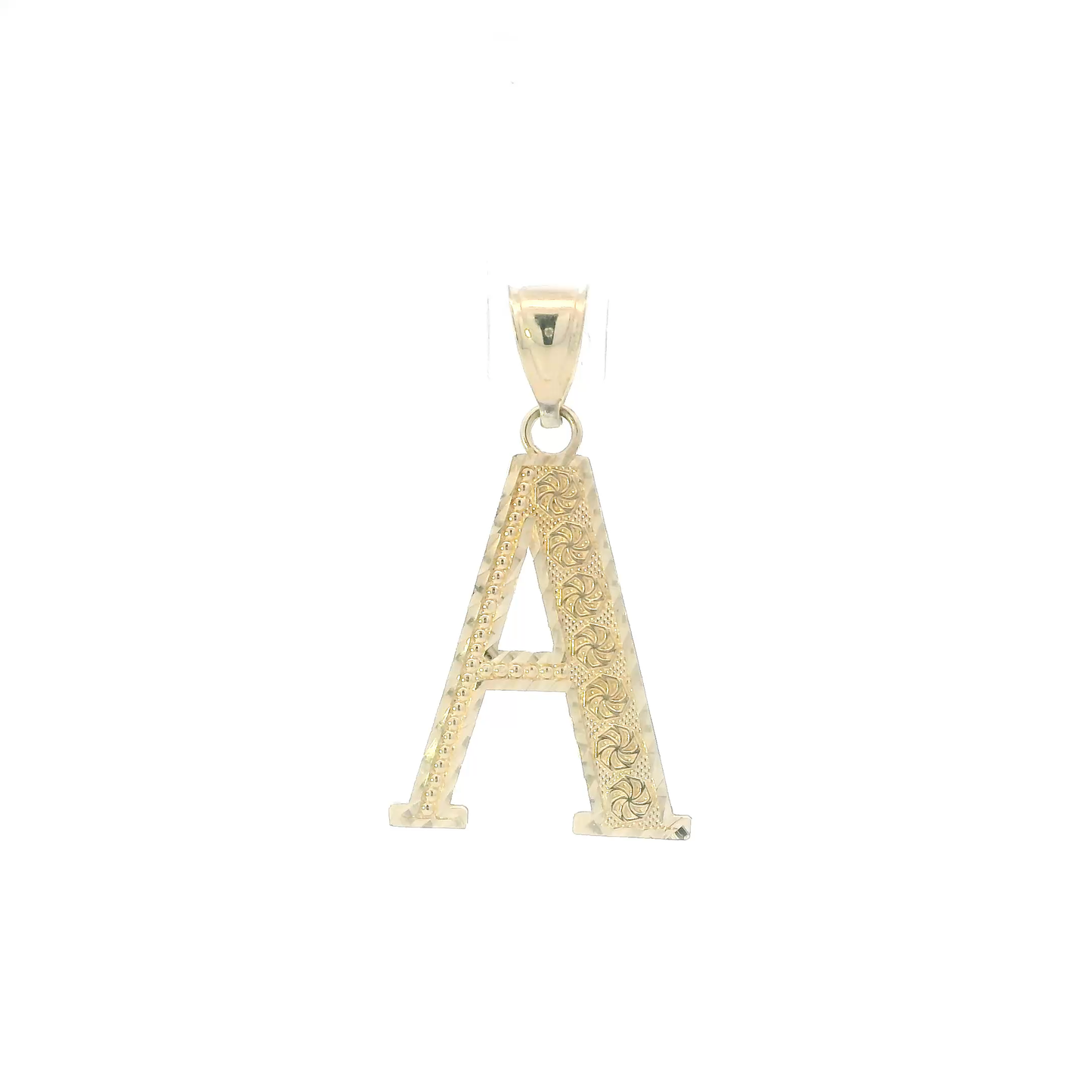 10K Yellow Gold Diamond Cut Letter "A" Pendant