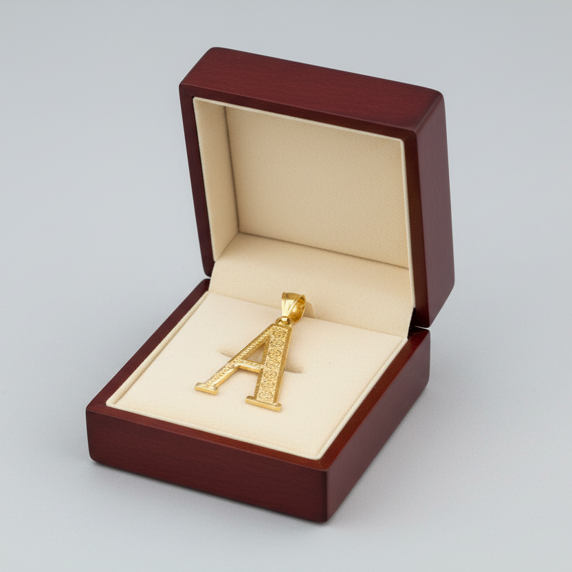 10K Yellow Gold Diamond Cut Letter "A" Pendant