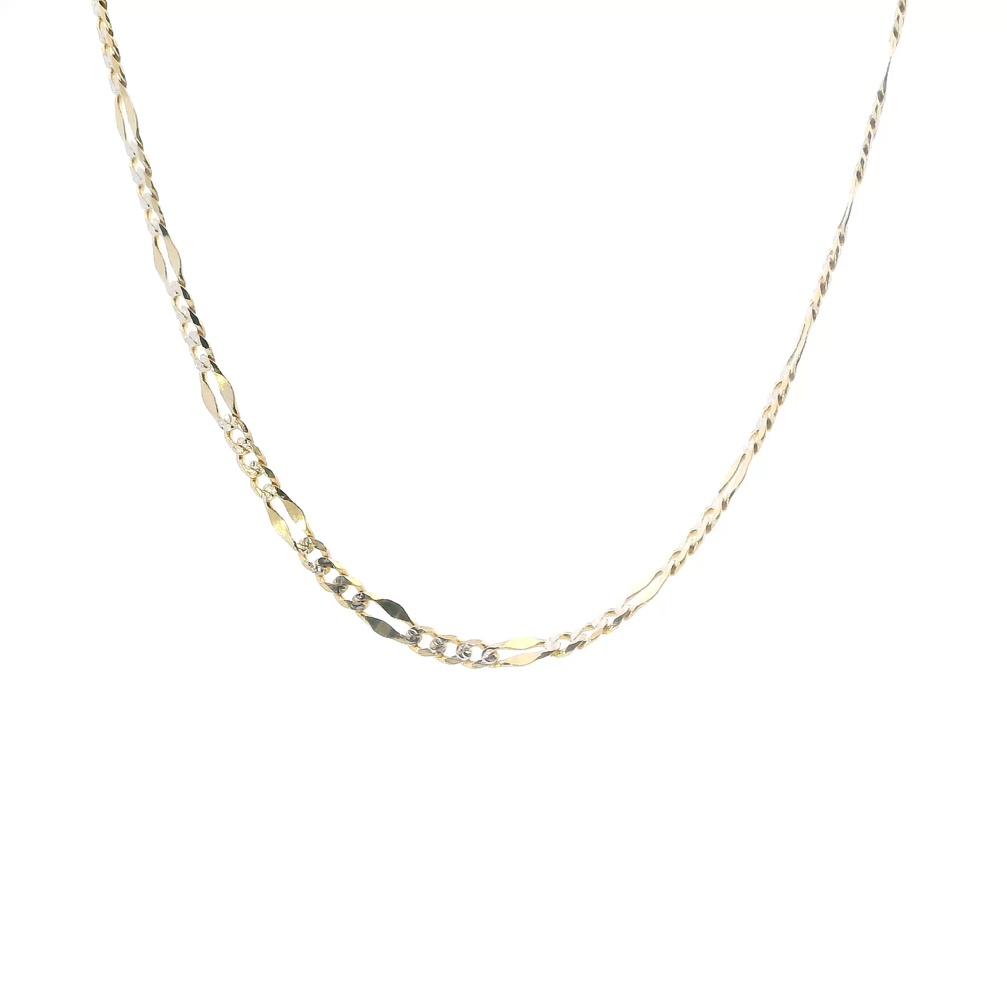 14K Yellow Gold 19" Fancy Figaro Chain