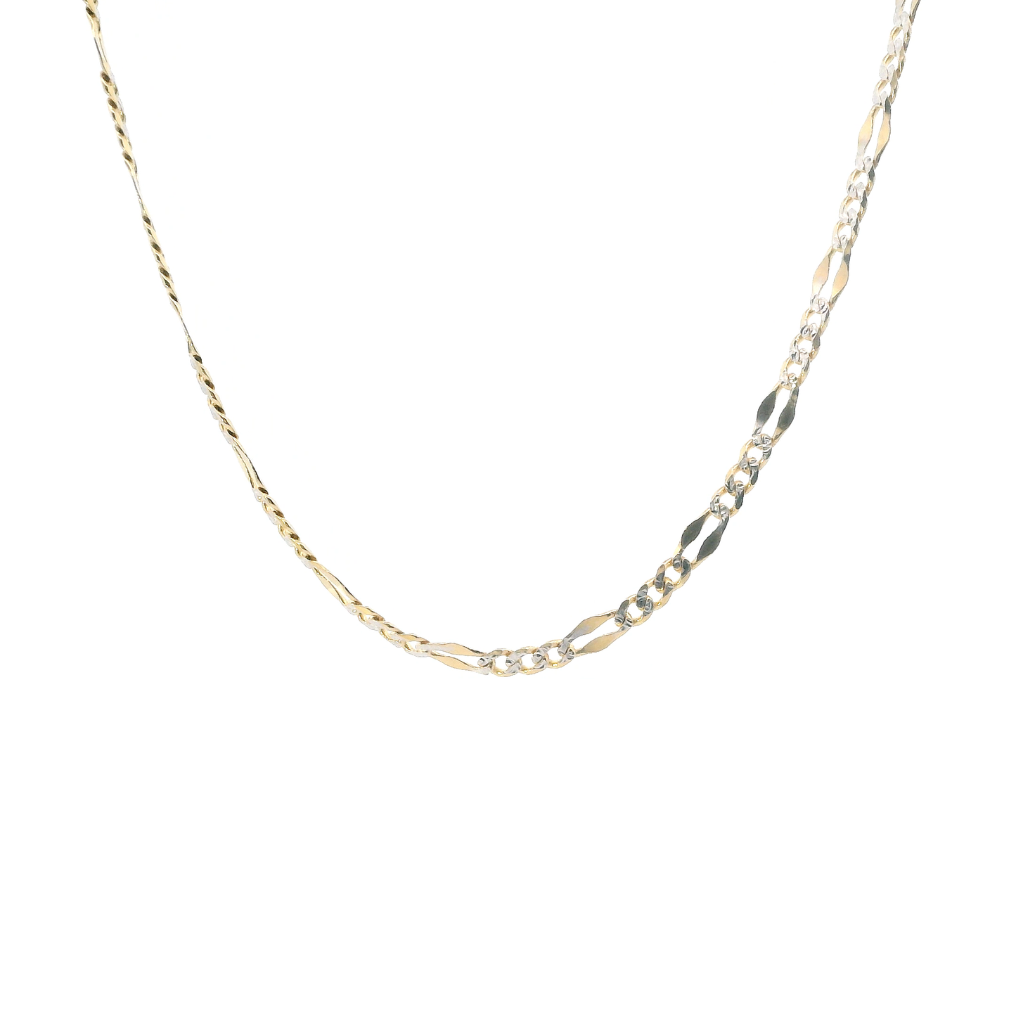 14K Yellow Gold 19" Fancy Figaro Chain