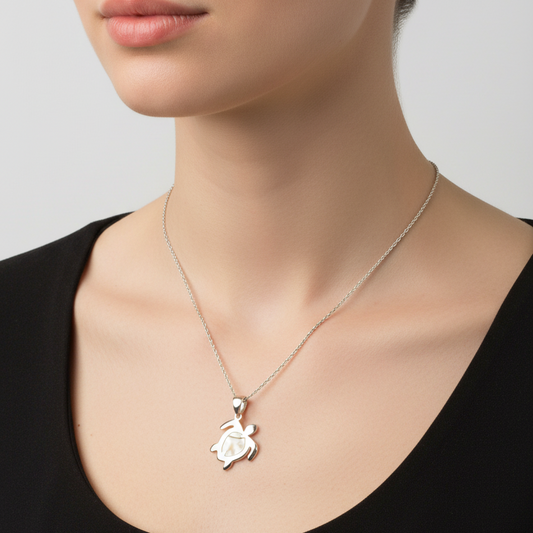 14K Yellow Gold 18" Rope Chain & Sea Turtle Pendant