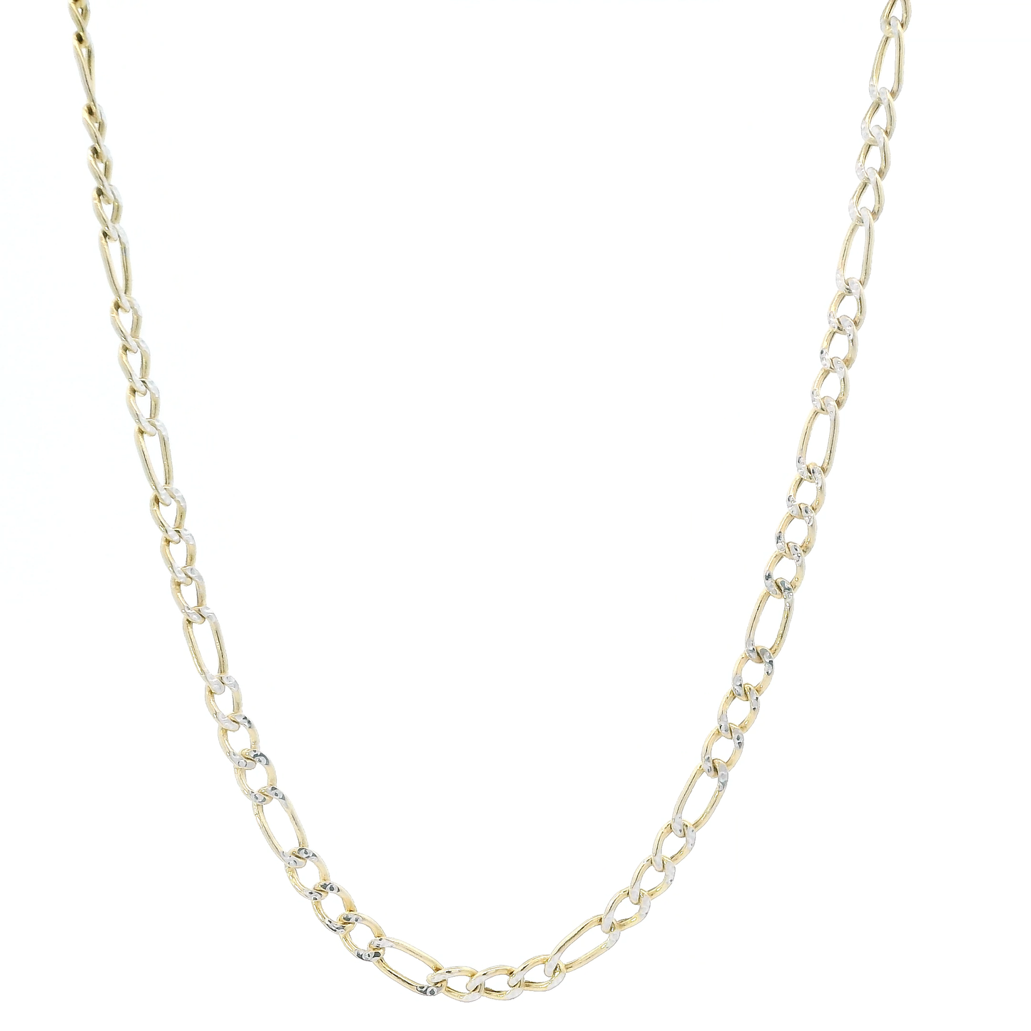 14K Yellow Gold 19" Diamond Cut Figaro Chain