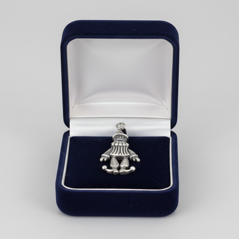 Vintage Silver Articulating Clown Pendant