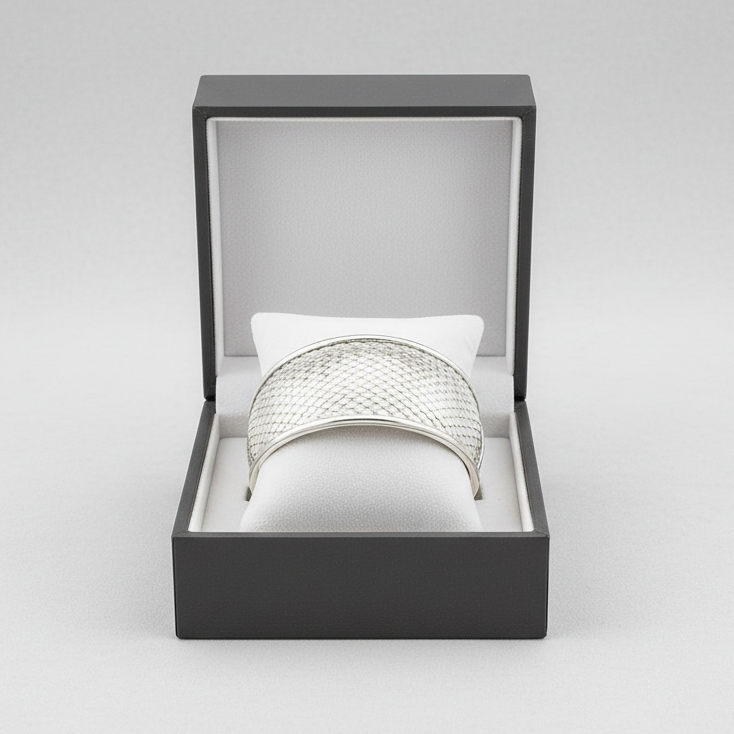 Sterling Silver Weave Pattern Cuff Bracelet