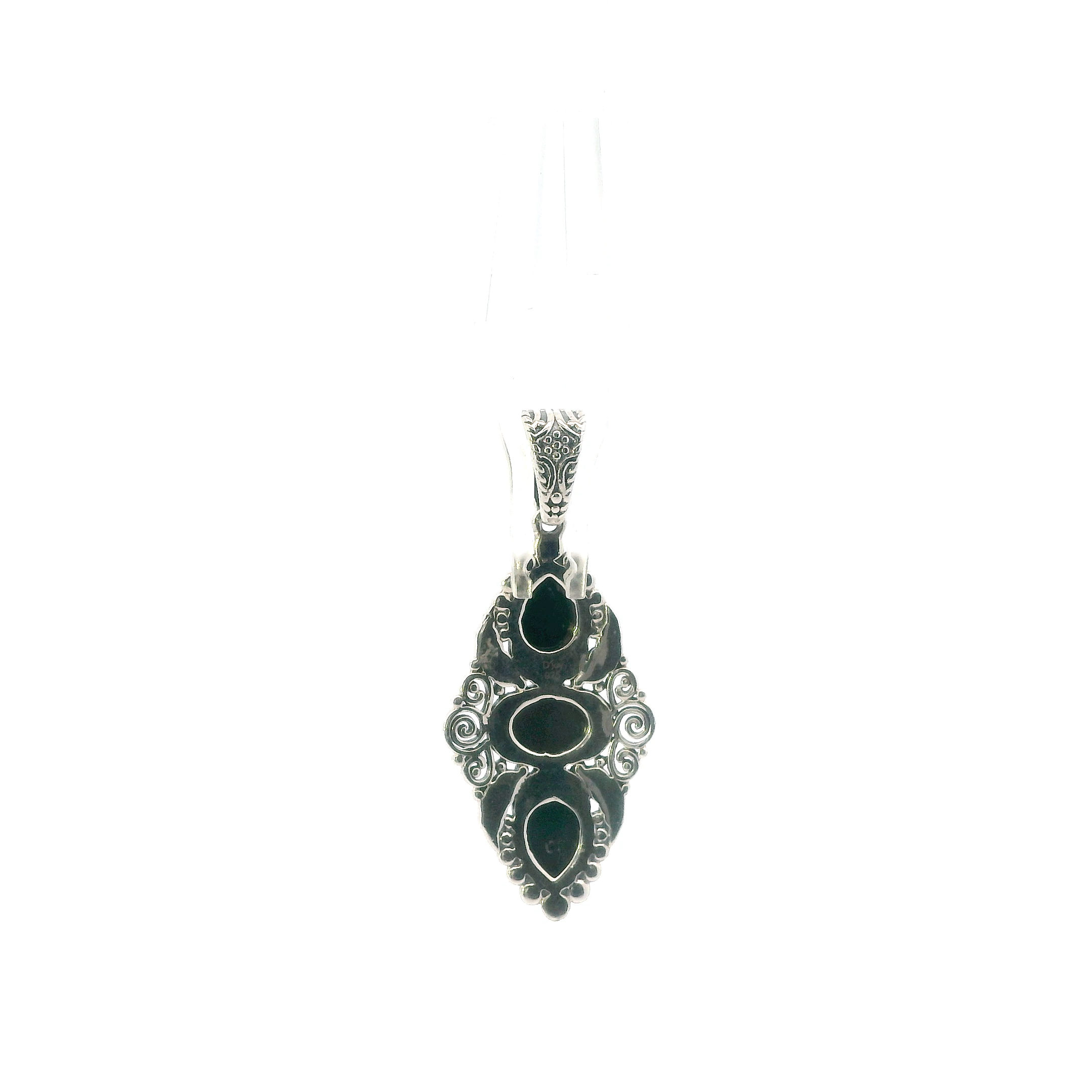 Sterling Silver Black Onyx Filigree Pendant