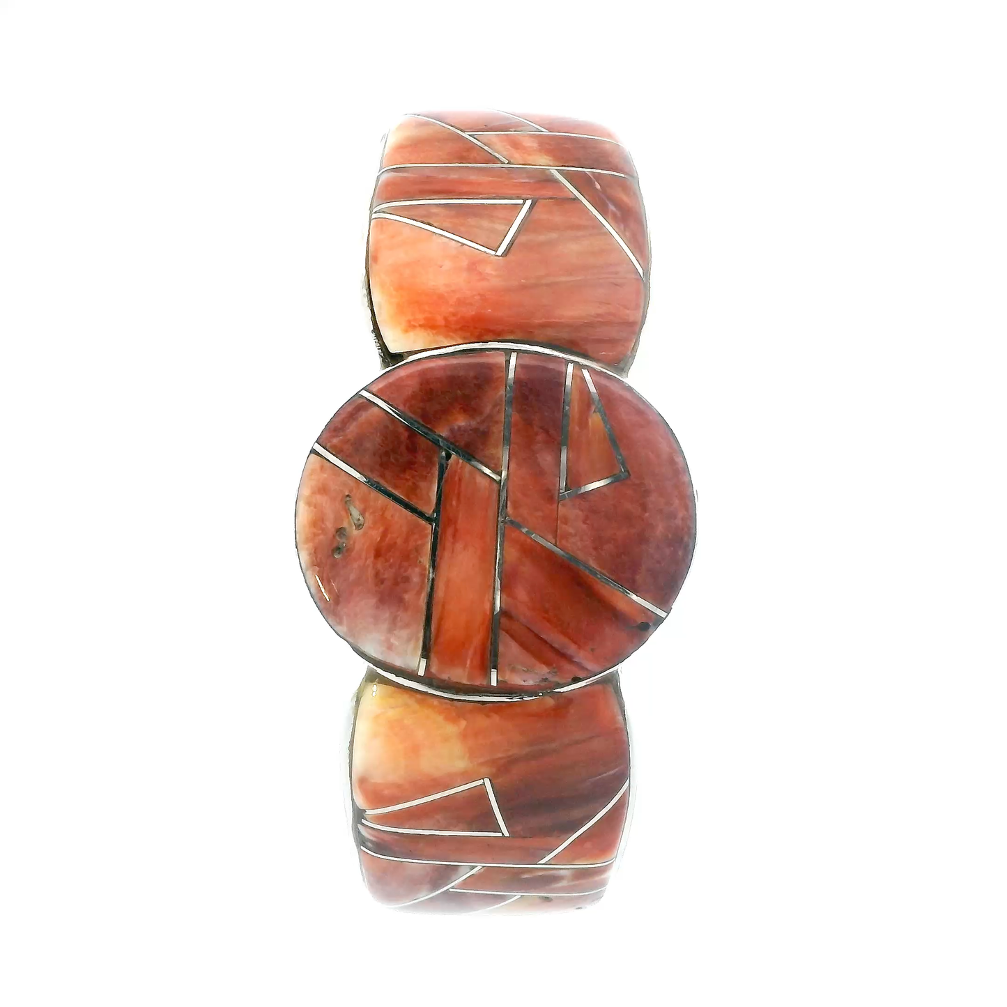 Sterling Silver Spiny Oyster Inlay Cuff Bracelet