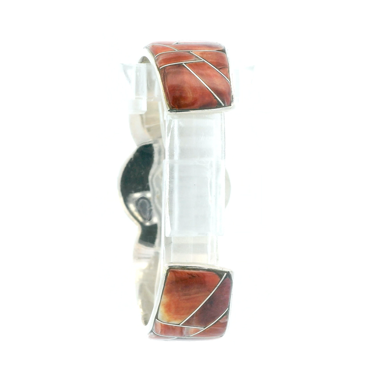Sterling Silver Spiny Oyster Inlay Cuff Bracelet