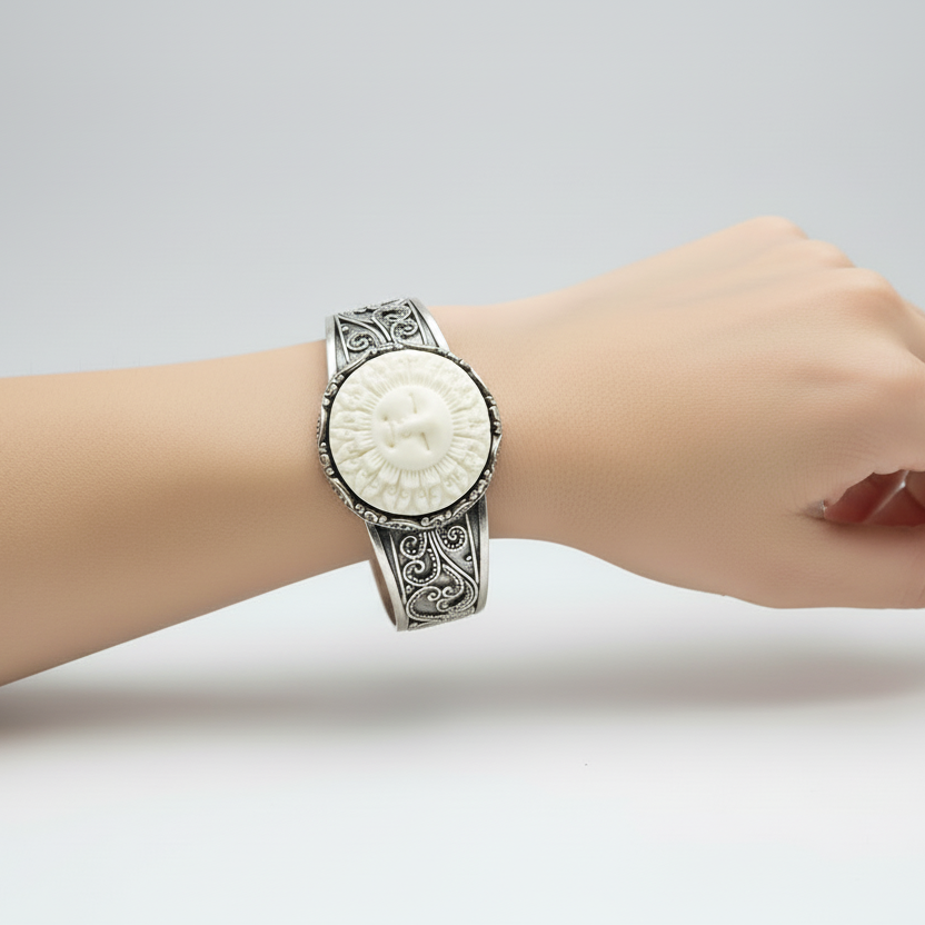 Silver Bali Goddess Cuff Bracelet