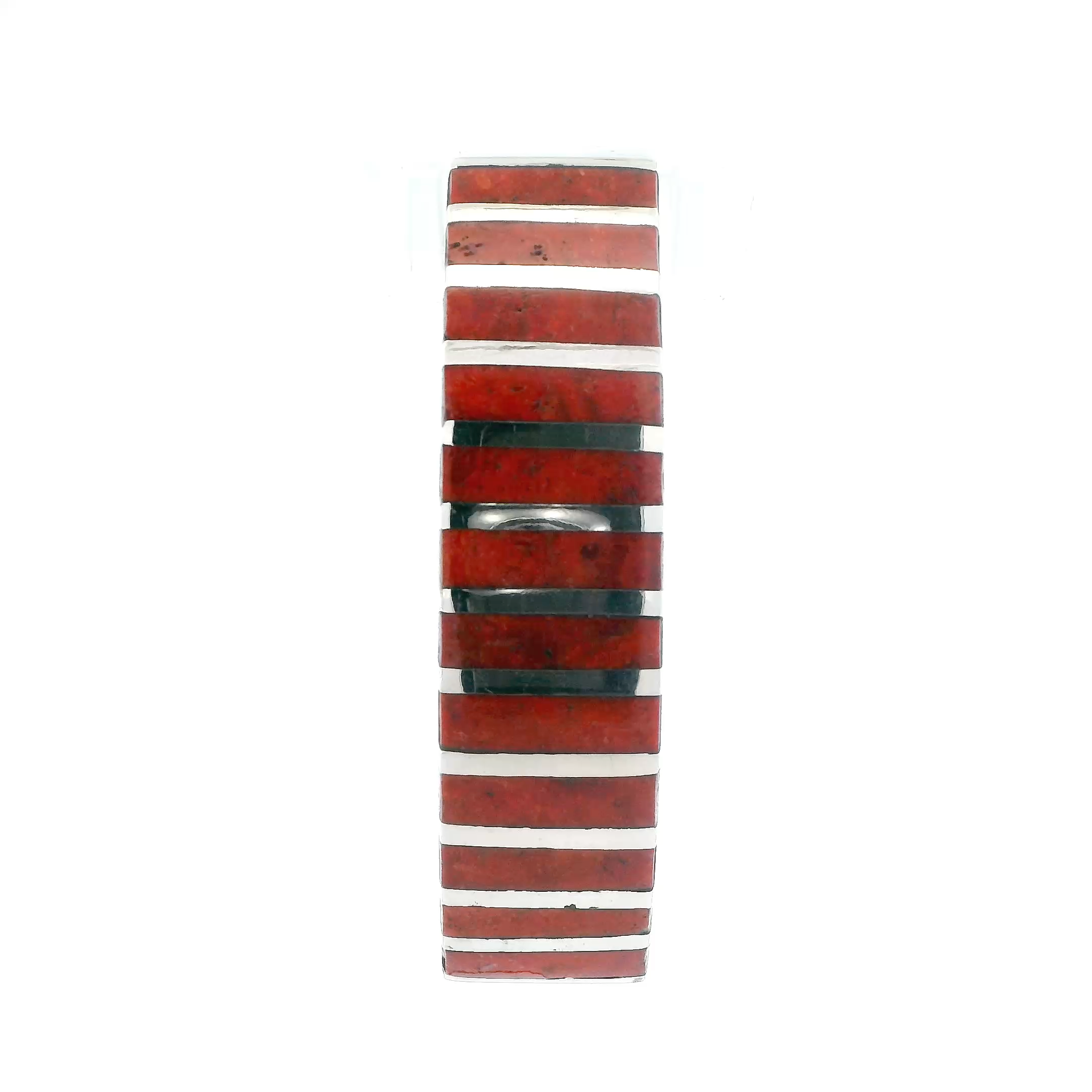 Sterling Silver Coral Cuff Inlay Bracelet