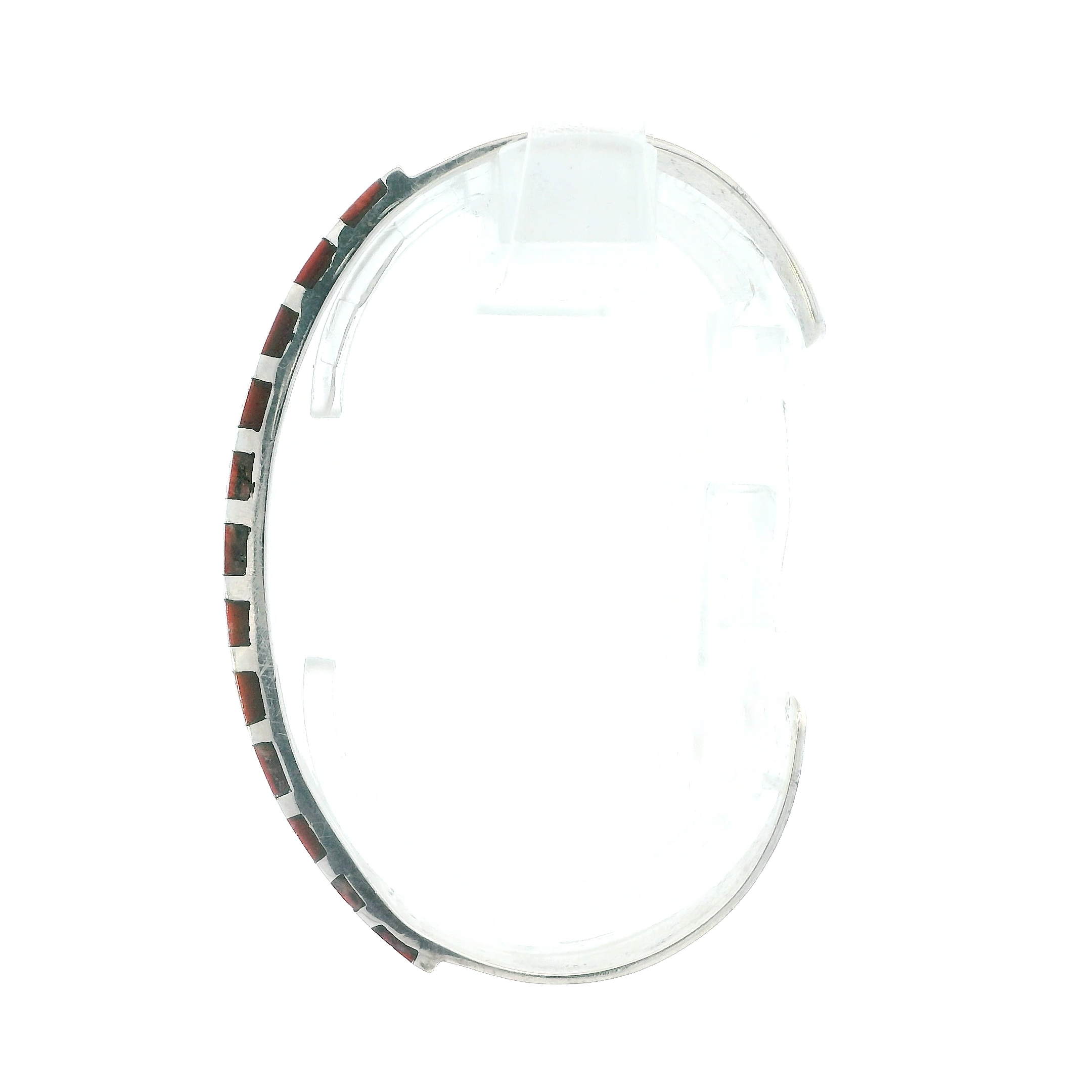 Sterling Silver Coral Cuff Inlay Bracelet